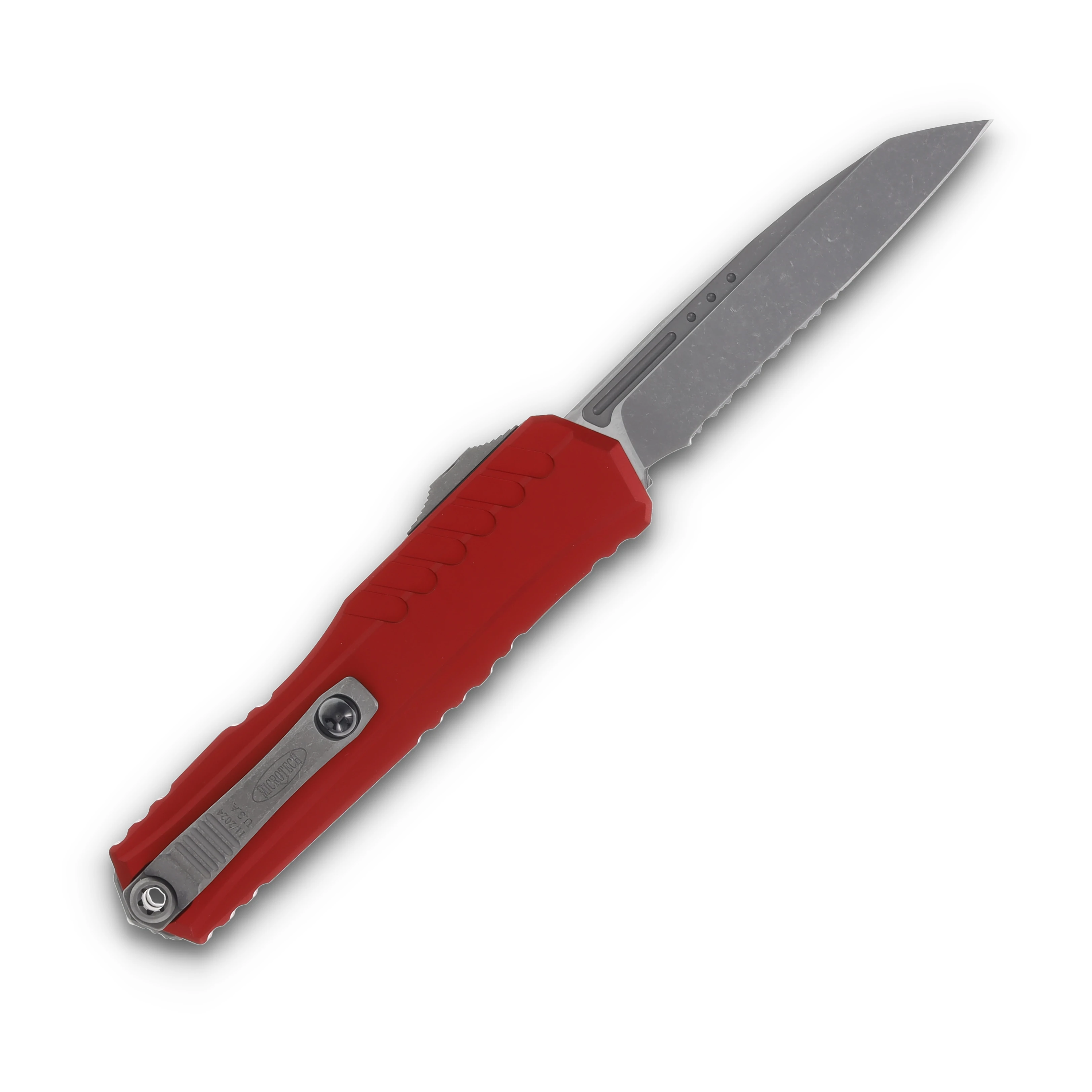 Microtech Cypher II OTF Automatic Half Serrated Apocalyptic Standard/Red AUMT124111APRD View 2