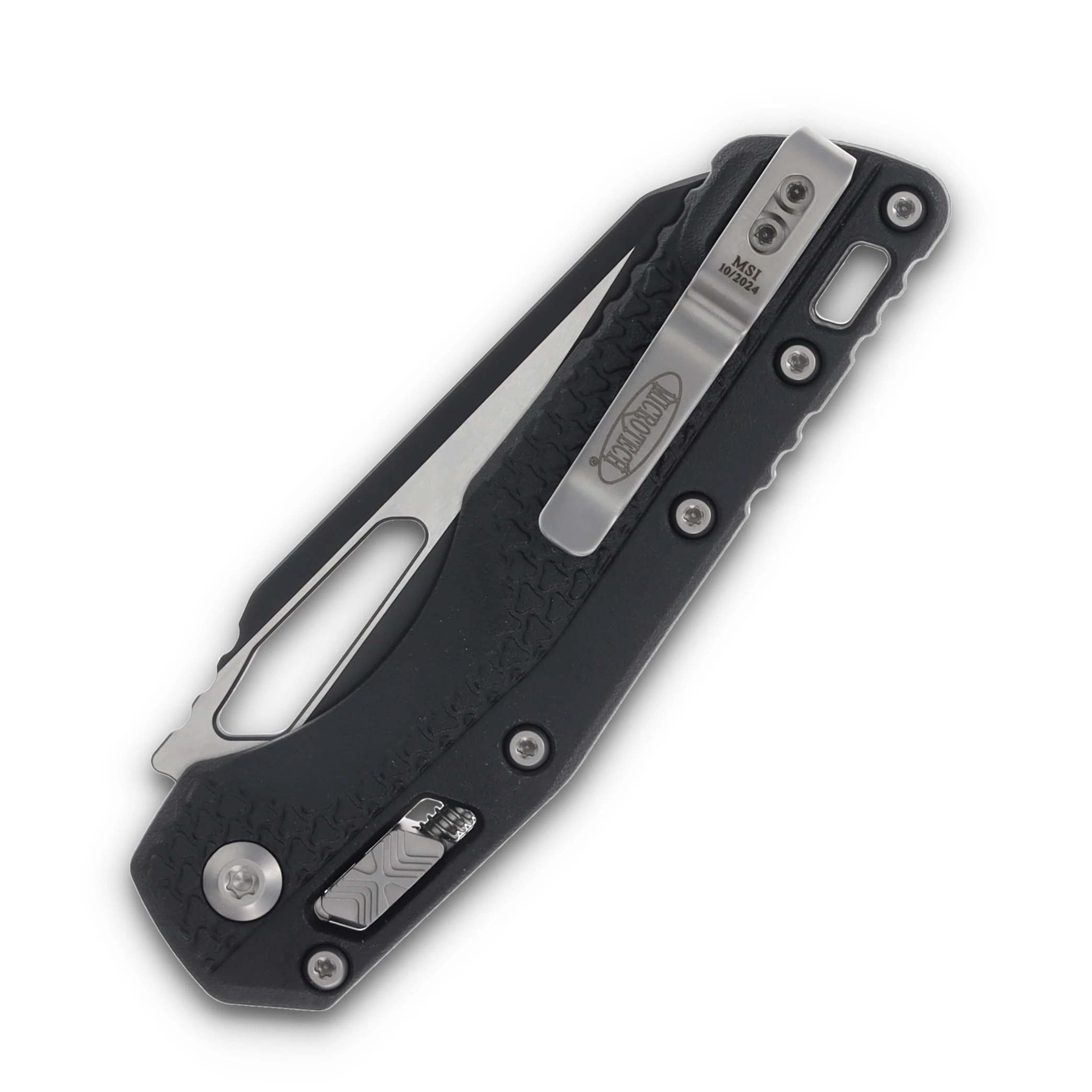 Microtech MSI Black Tri Grip Polymer Ram-Lok Knife 3.88in Serrated Blade MT210T3PMBK View 6