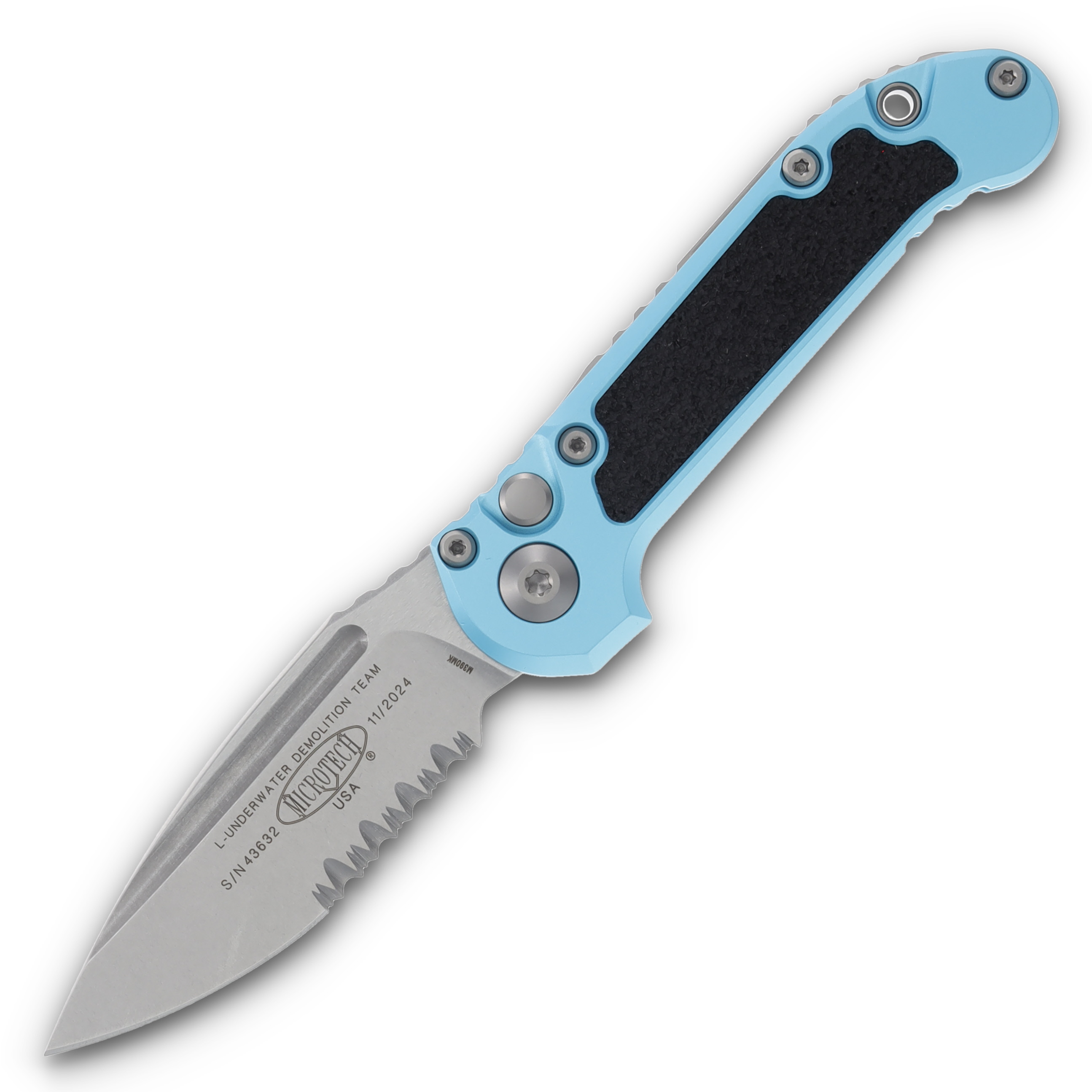 Microtech LUDT Gen III Automatic Knife P/S Stonewash/Turquoise AUMT113511TQ View 1