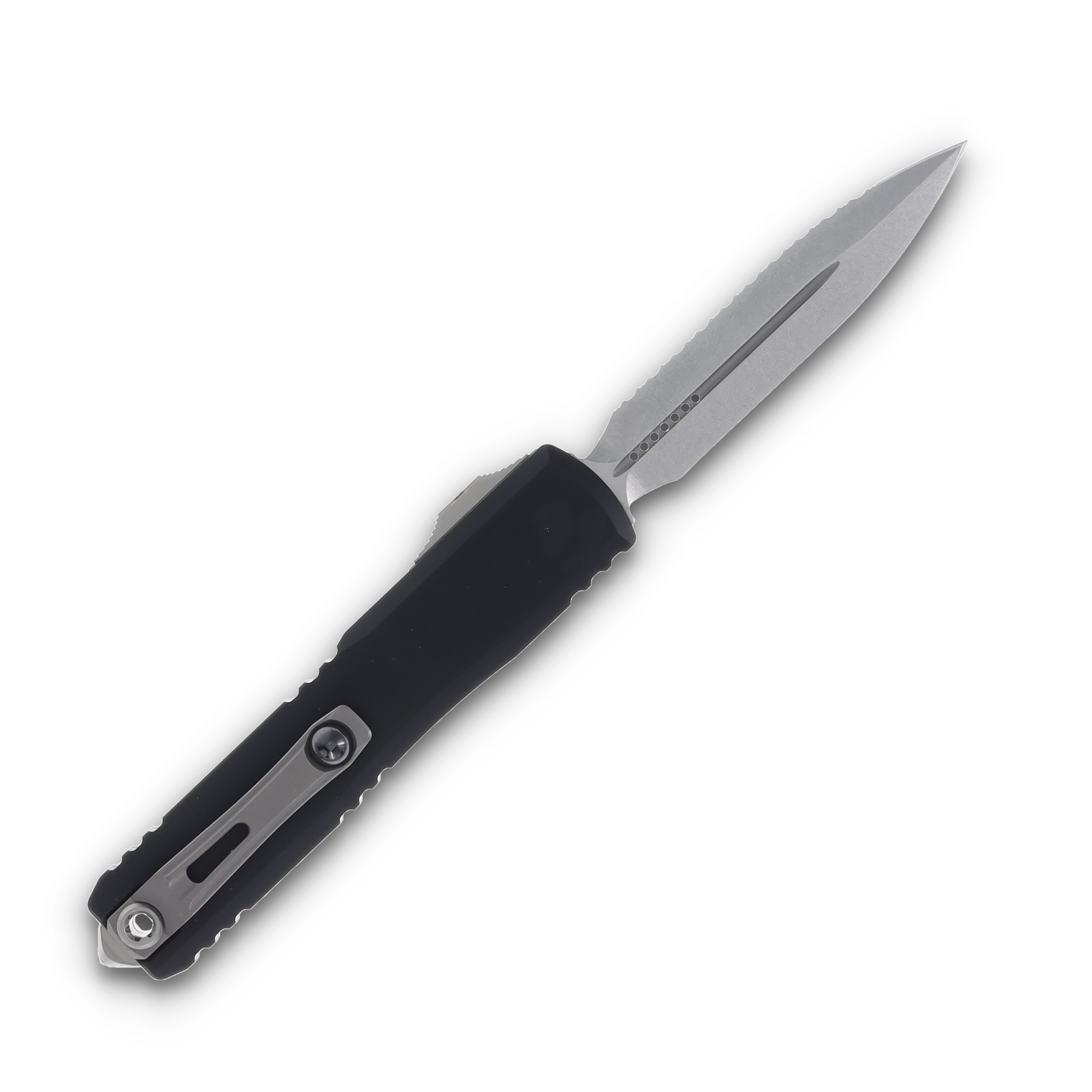 Microtech Ultratech Gen III ZBT Automatic 3.35in Serrated Double Edge Stonewash Spear Point AUMT112212 View 2