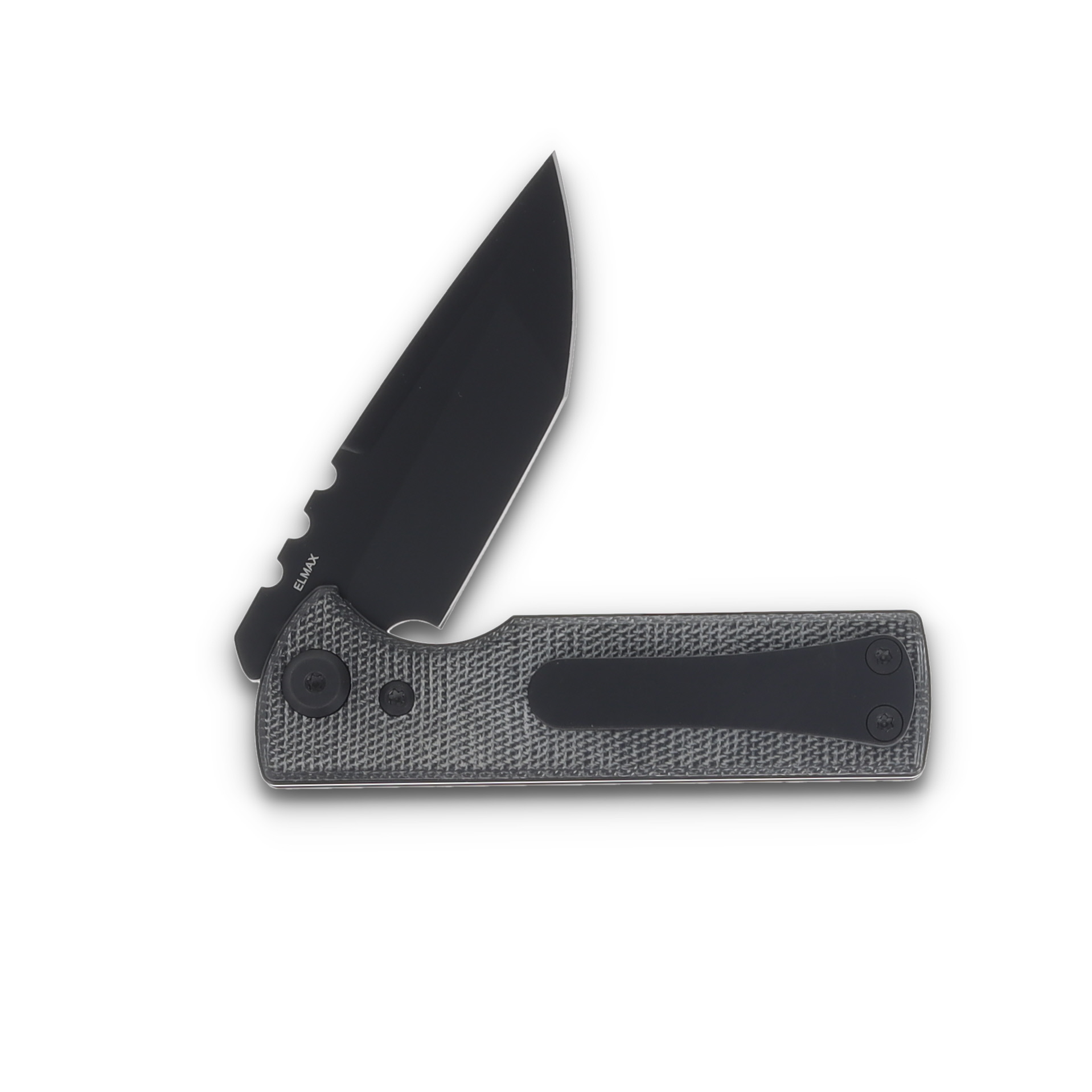 Chaves T.A.K. Blue Label Linerlock Folding Knife PVD Tanto/Black Micarta CK-1C2-2C2A-4C1-1B View 4