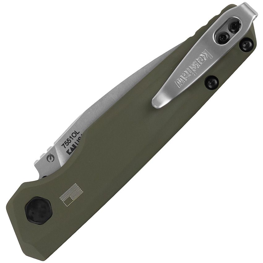 Kershaw Auto Launch 18 Automatic Knife Satin Drop Point/Green AUKS7551OL View 2