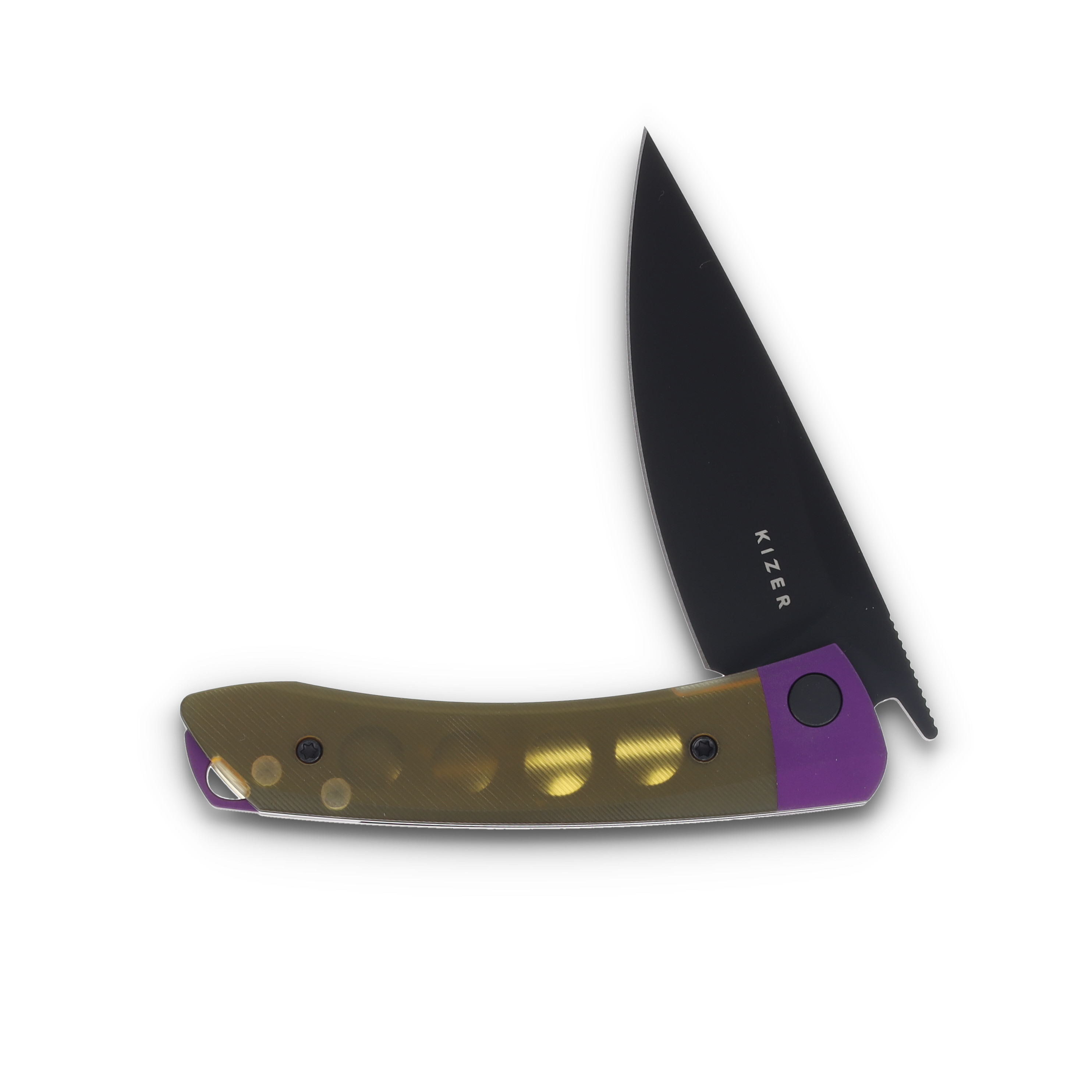 Kizer Mini Momo Purple Aluminum & PEI Handle Nitro V Blade V3663A1 View 3