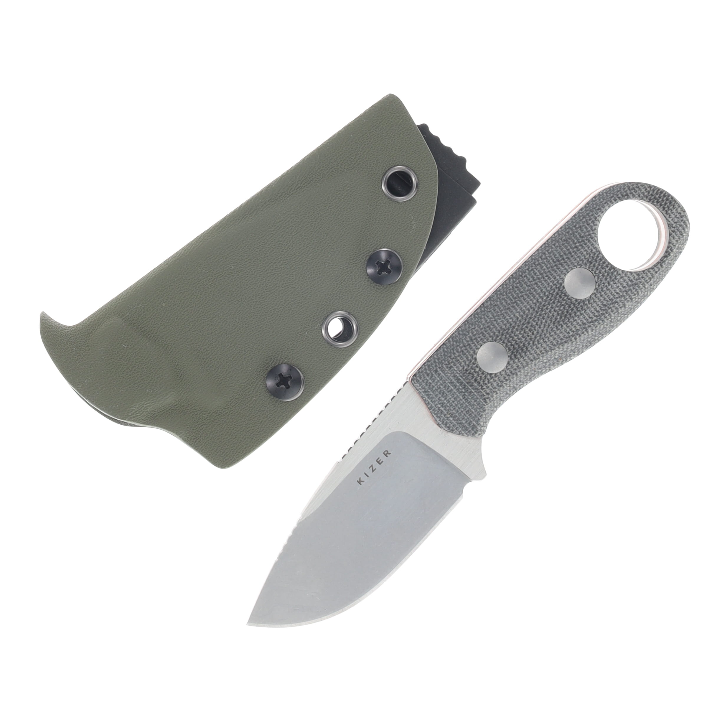 Kizer Beaver Fixed Blade Knife Micarta and Orange G10 2.75in Plain Drop Point 1078A2 View 1