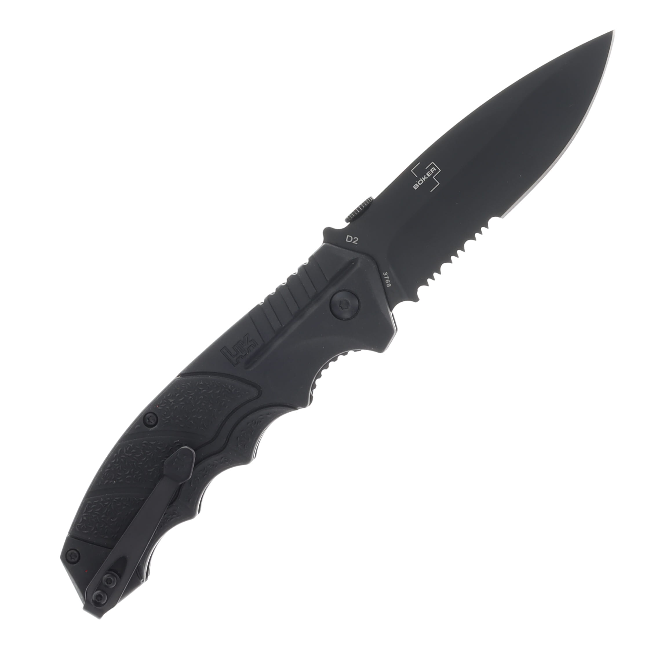 Boker Plus Heckler & Koch SFP Tactical 3.6in Part Serr Black Spear Point BK01HK501 View 2