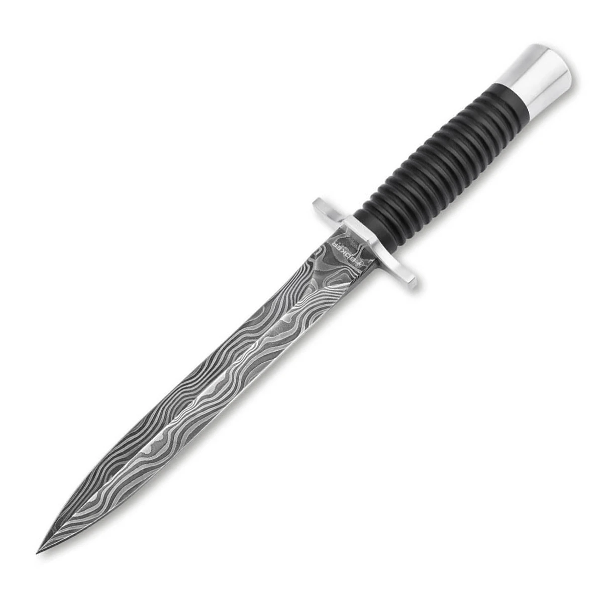Boker ACHT-ACHT Flak Damast Fixed Bld Blk Grenadill Wood 7.20” Damascus BK121508DAM View 1
