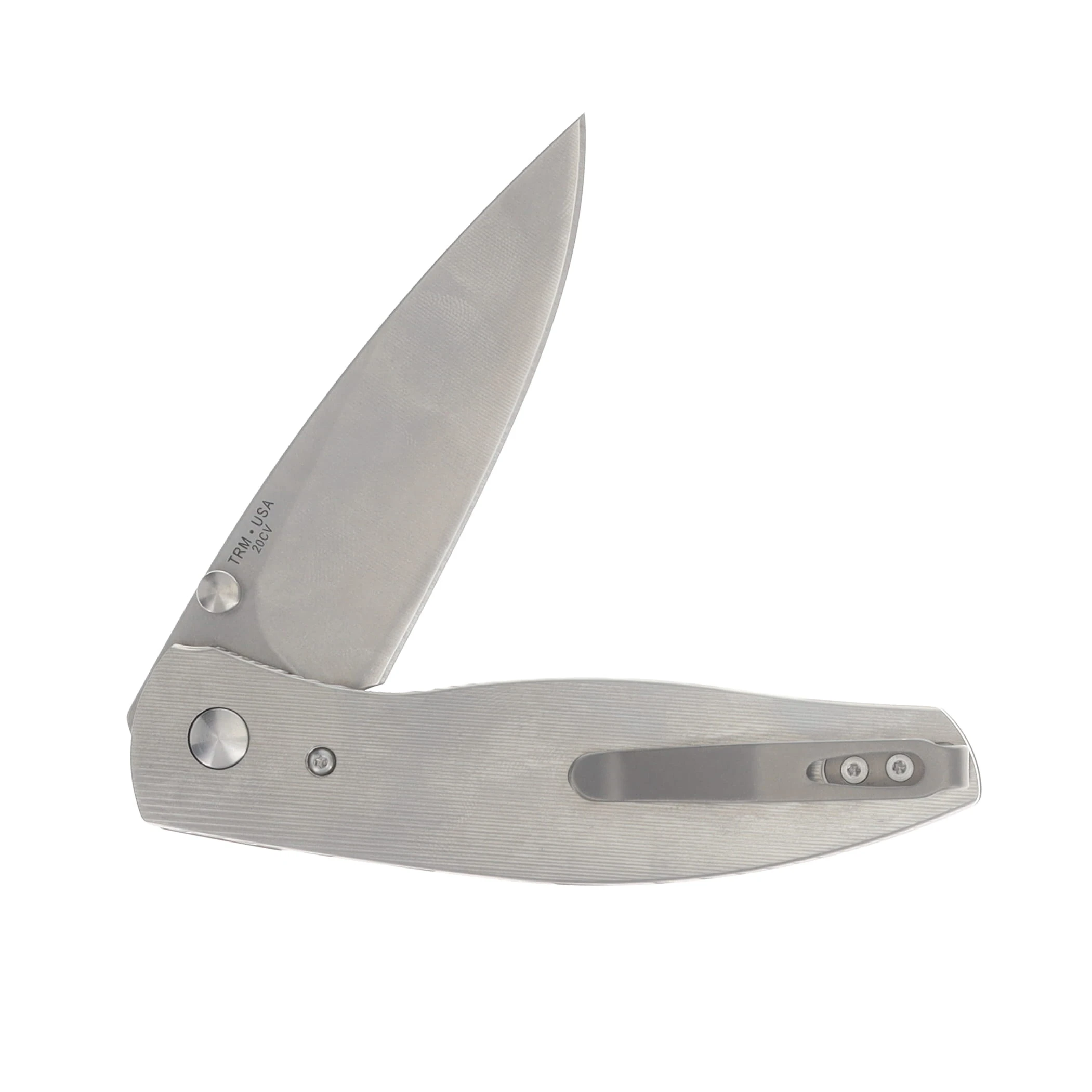 Three Rivers Atom Linerlock Folding Knife 20CV/Pinstripe Titanium DLR-ATOMTI3D View 4