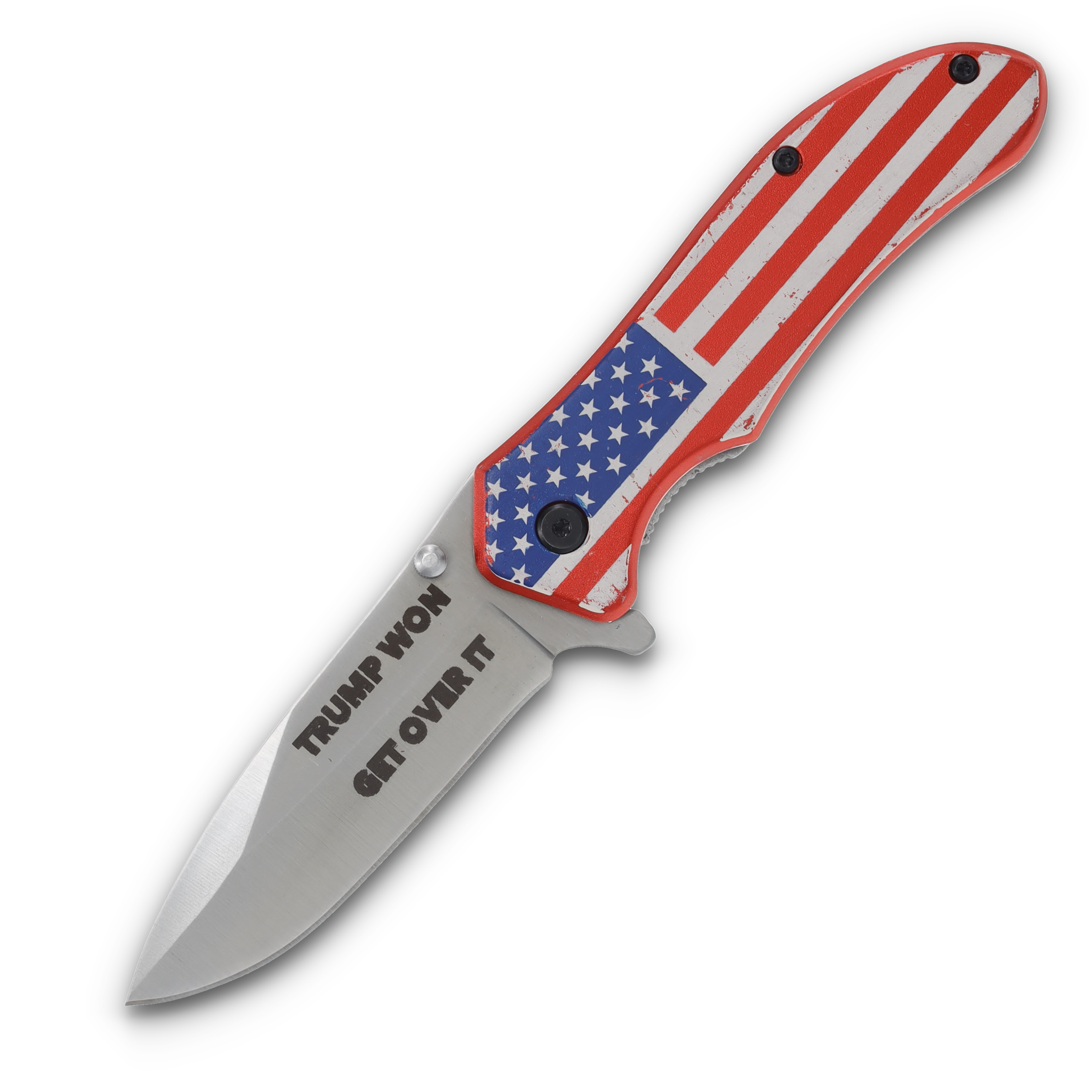 SZCO Trump Won Get Over It Stars & Stripes Folding Knife TRV-0406US View 1