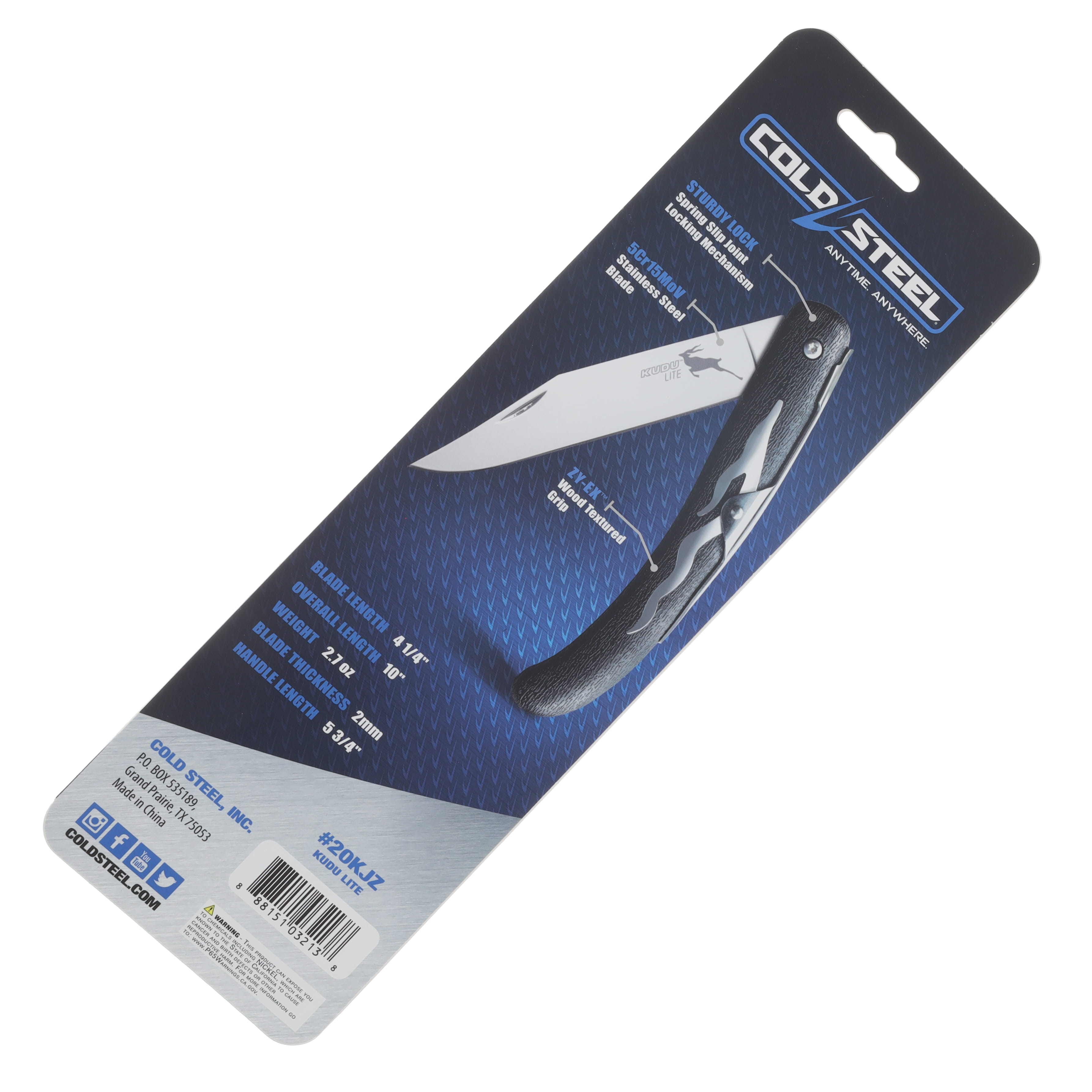 Cold Steel Kudu Lite Folding Knife 4.25in Plain Clip Point Blade CS-20KJZ View 8