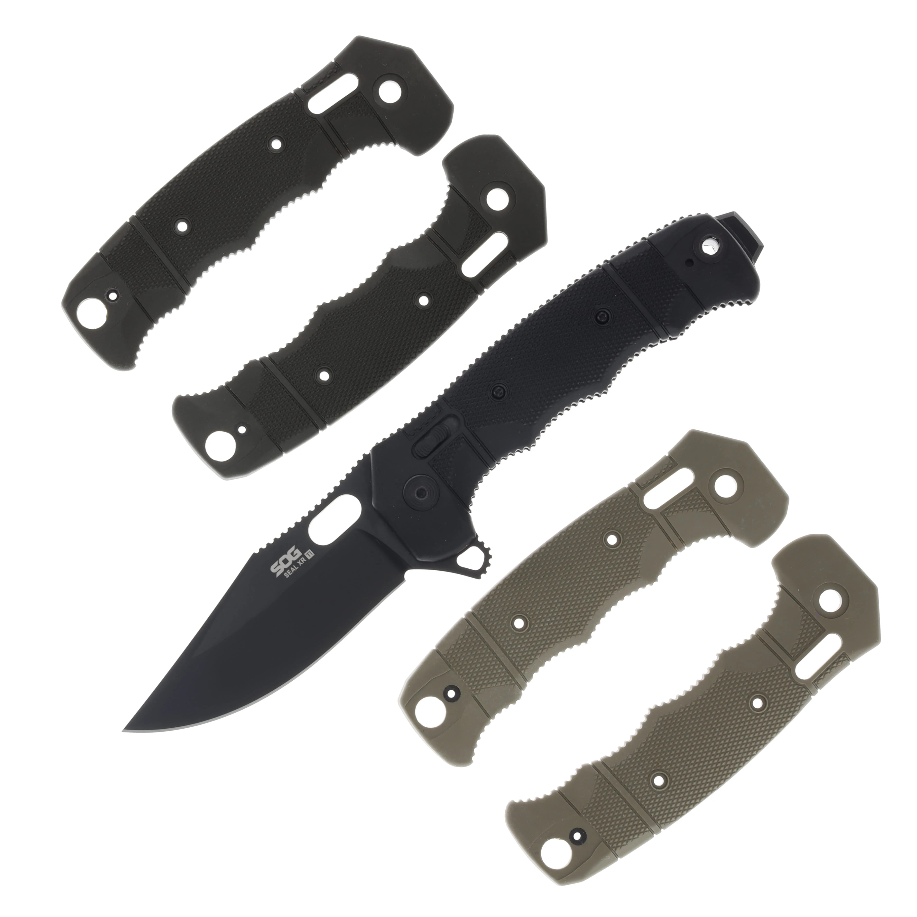 Sog Seal XR Ti (3) Pairs GFN Scales 3.9” Black Cerakote Clip Point SOG-12-21-13-57 View 1