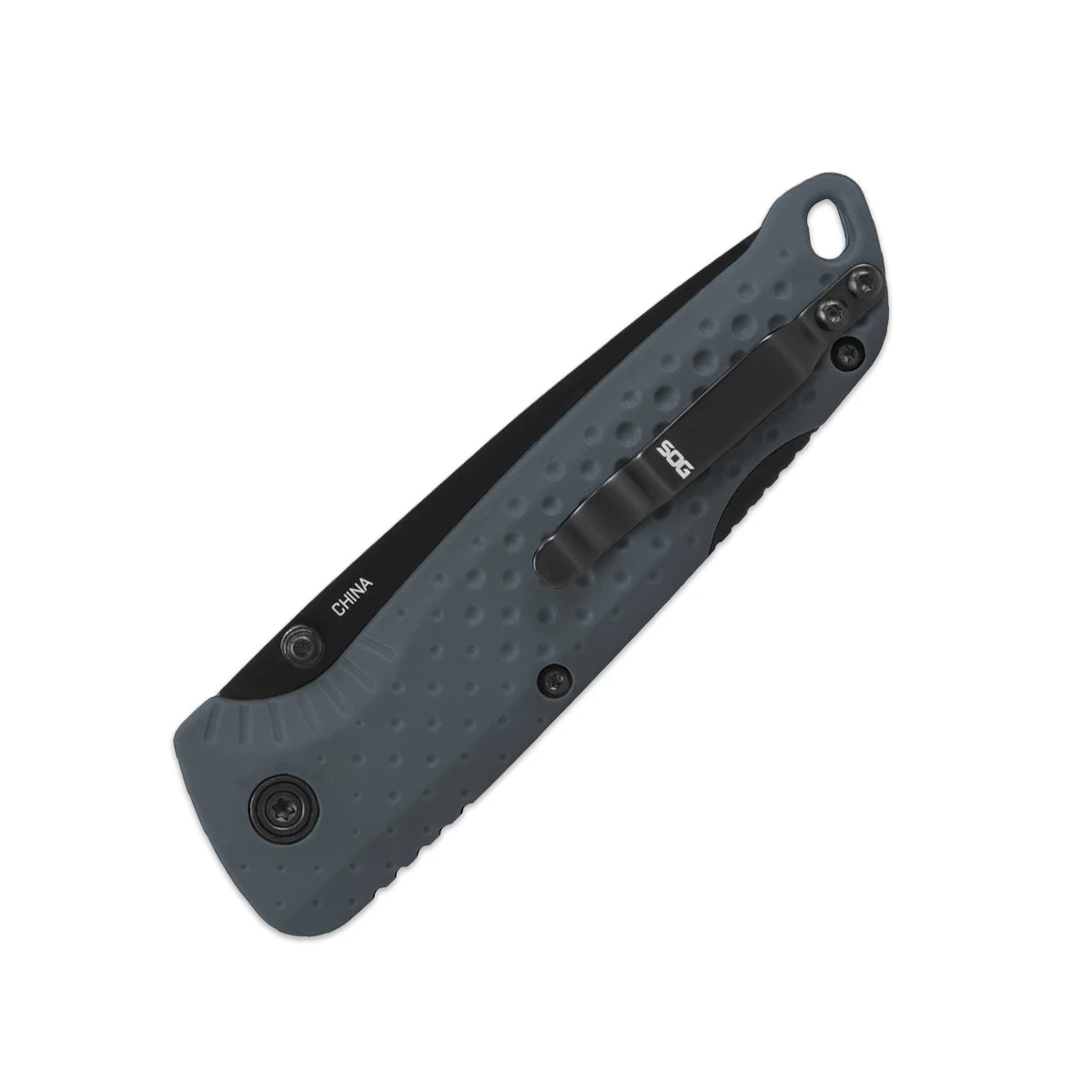 Sog Adventurer L/B Folding Knife Gray & Black 3” Black TiNi Drop Point SOG-13-11-06-43 View 2