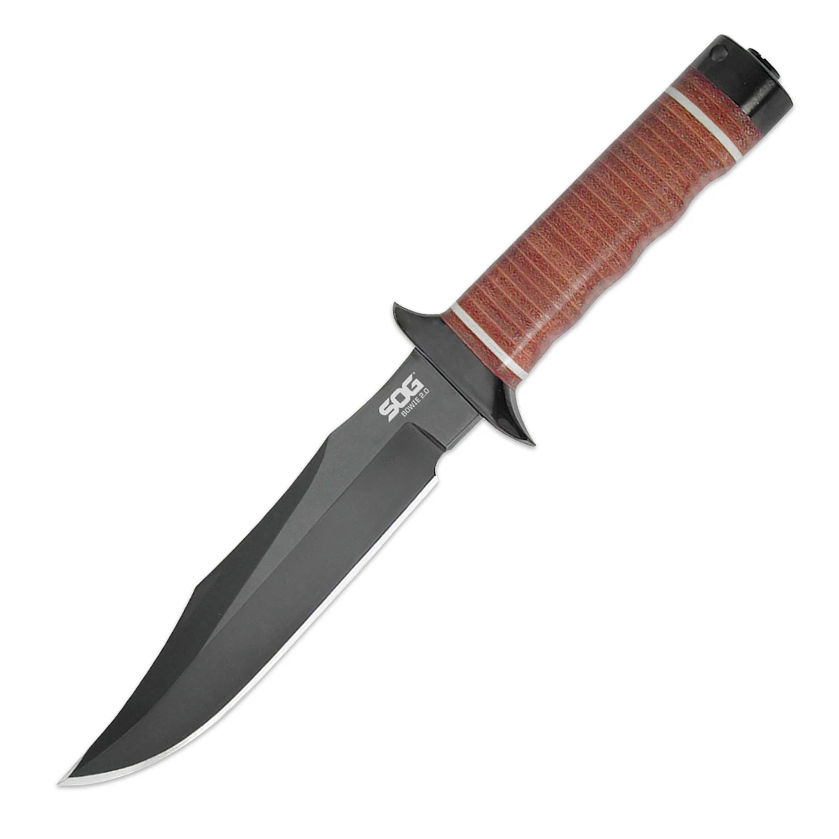 SOG Combat Bowie 2.0 Fixed Blade Brown Stacked Leather 6.4” Black Ti-Ni Bowie SOG-S1T-L View 1