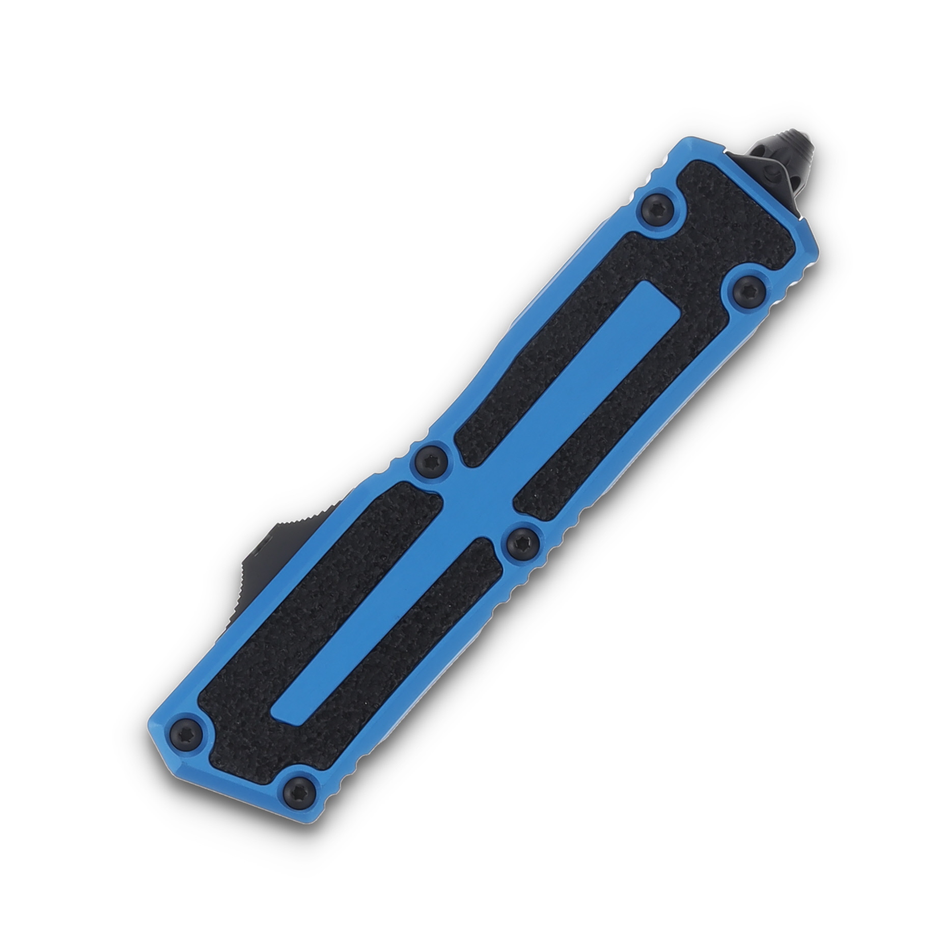 Microtech Scarab II Gen III OTF Blue Auto Knife 3.9in Black DE Dagger Blade AUMT12801BL View 4