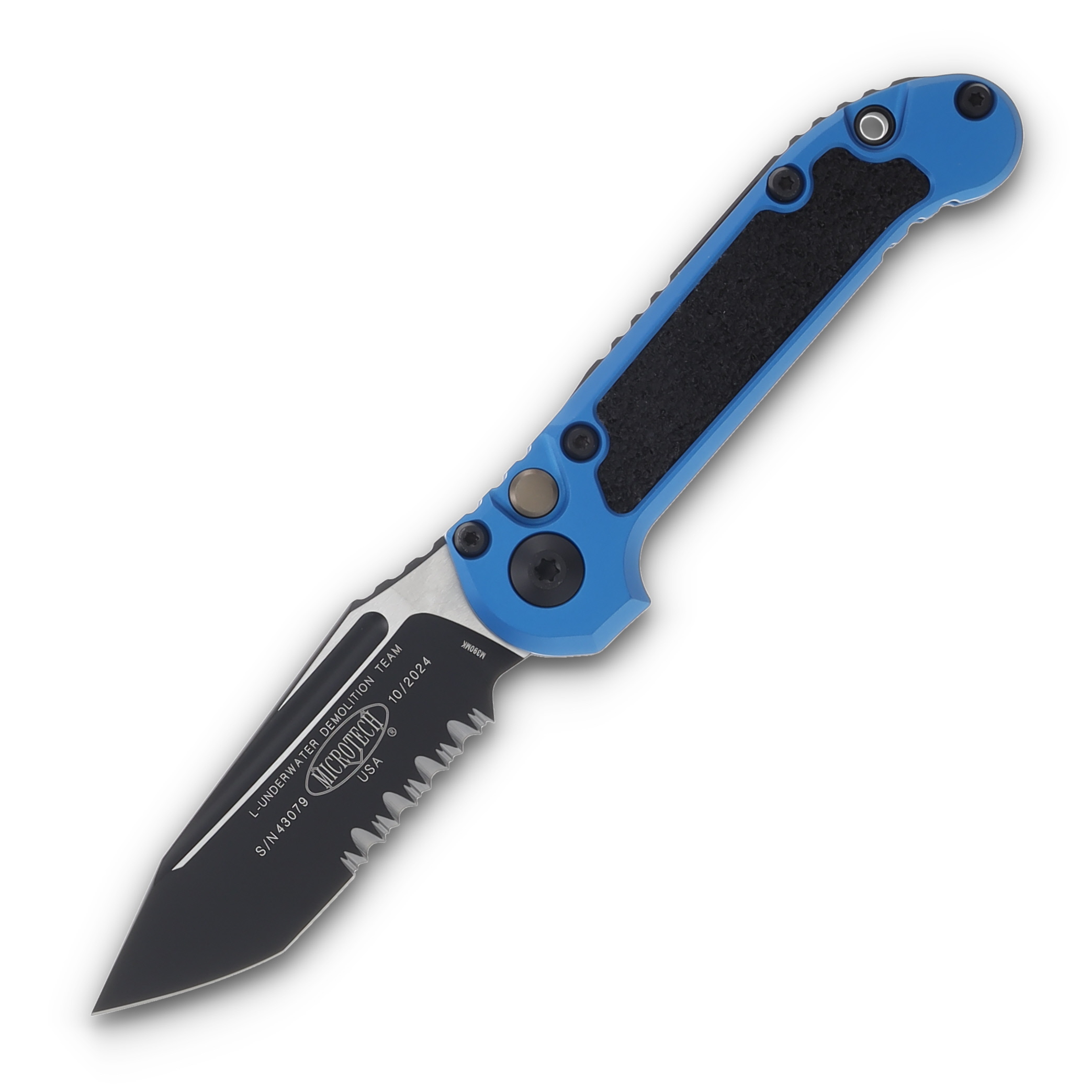 Microtech LUDT GEN III OTS Blue Aluminum Blk Inlays 3.5" Blk Tanto Part Serr AUMT11362BL View 1