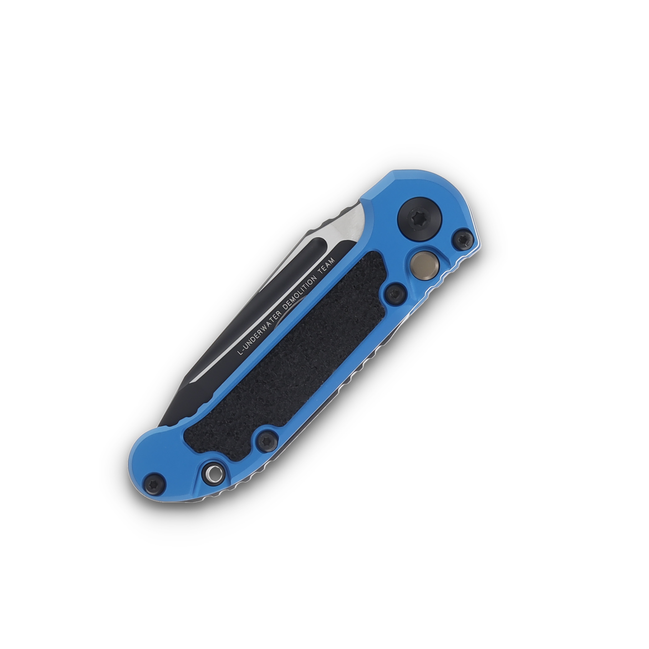 Microtech LUDT GEN III OTS Blue Aluminum Blk Inlays 3.5" Blk Tanto Part Serr AUMT11362BL View 3