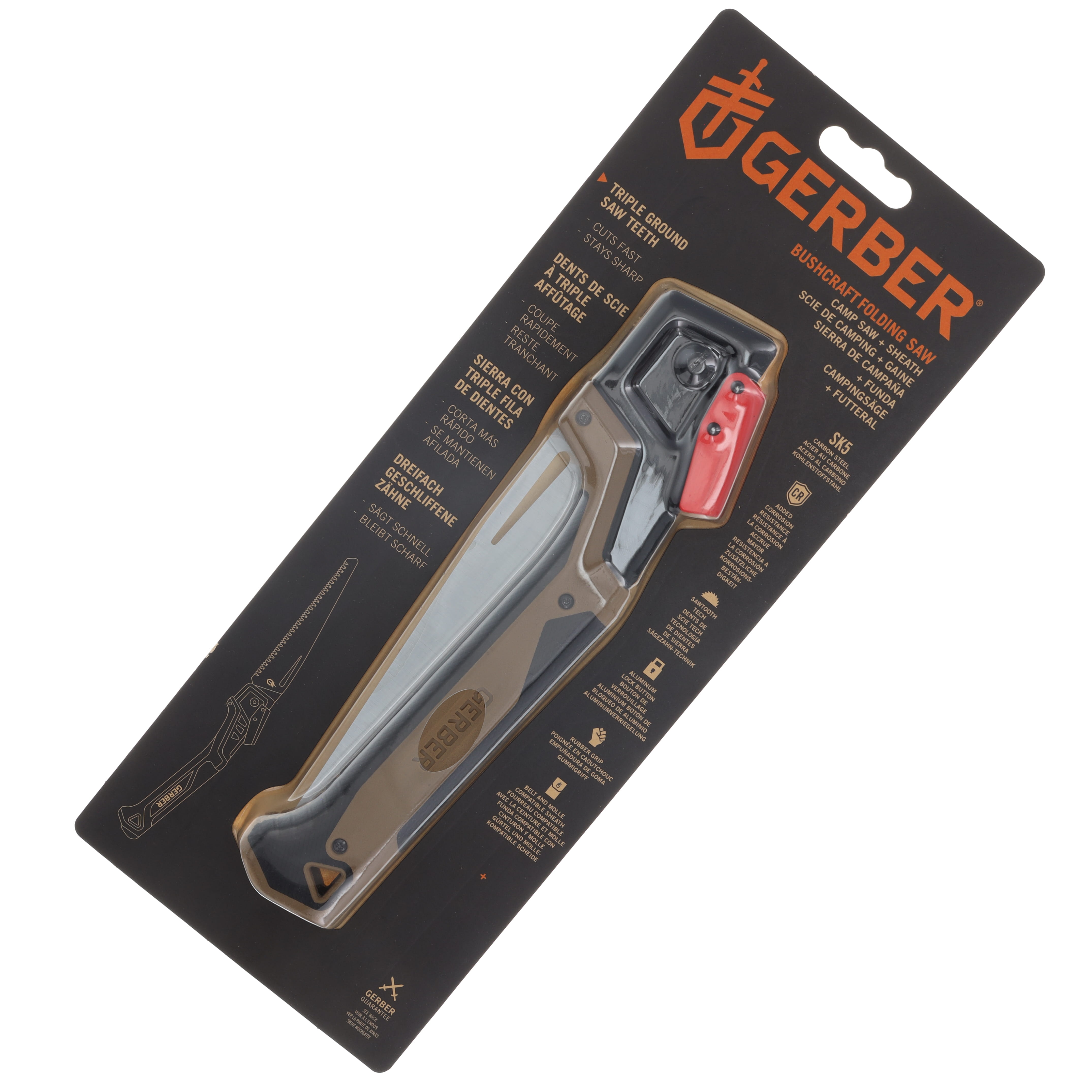 Gerber Bushcraft Saw Coyote Brown Handle SK5 Carbon Steel Blade Blister Pack G1067465 View 11