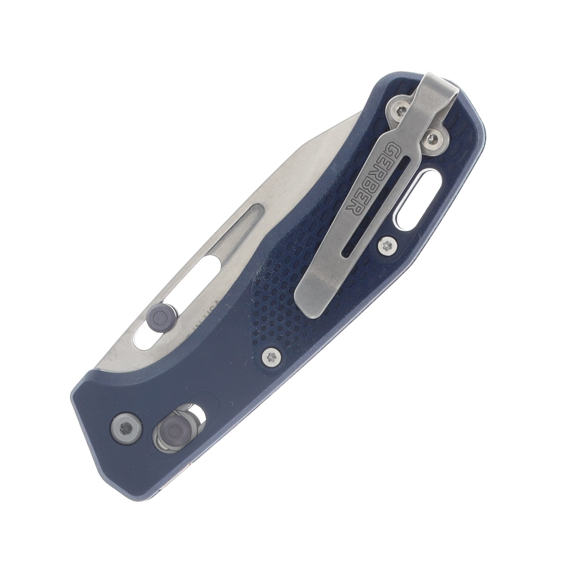 Gerber Assert Folding Knife Blue 2.98 Inch Plain Stonewash Clip Point G1075373 View 5