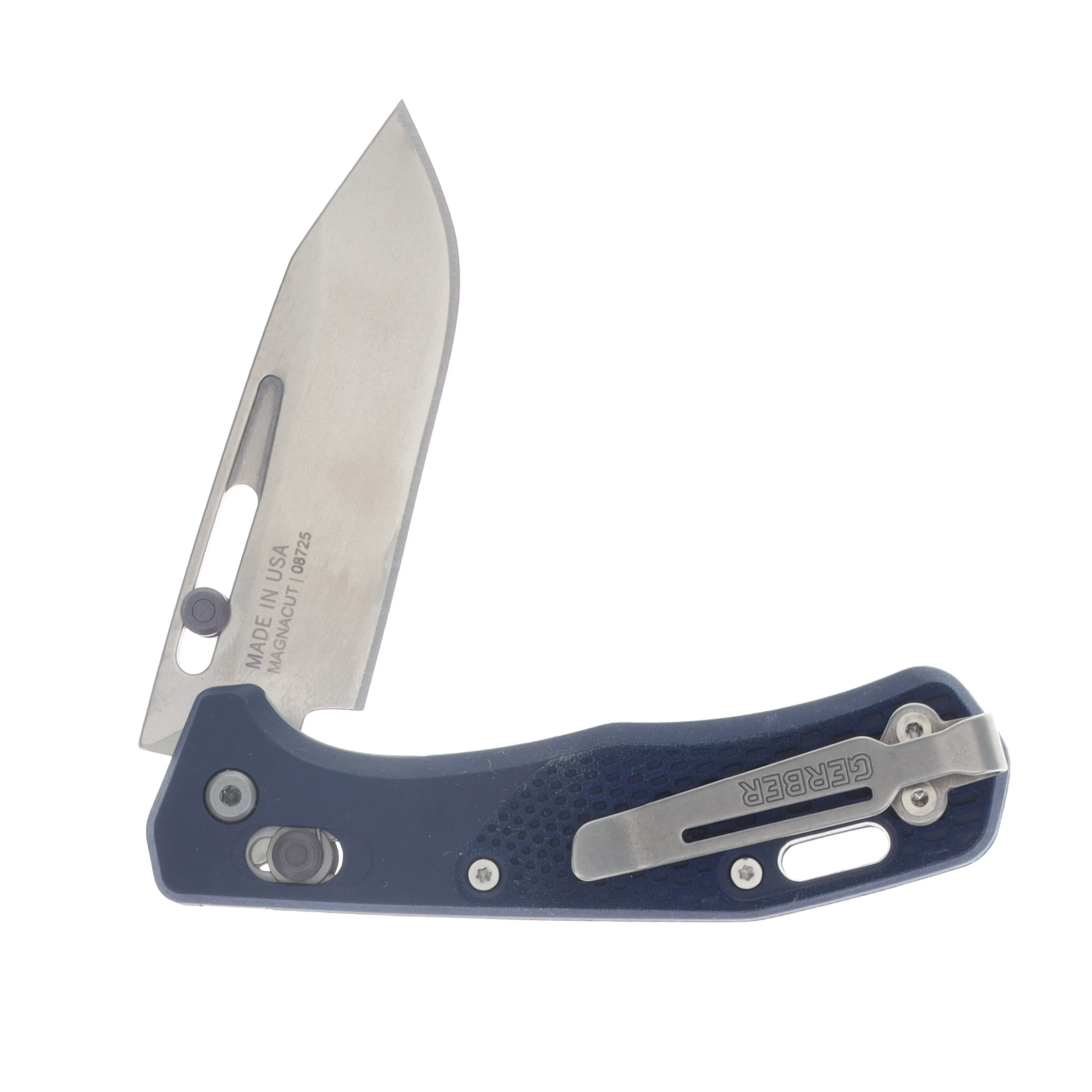 Gerber Assert Folding Knife Blue 2.98 Inch Plain Stonewash Clip Point G1075373 View 3