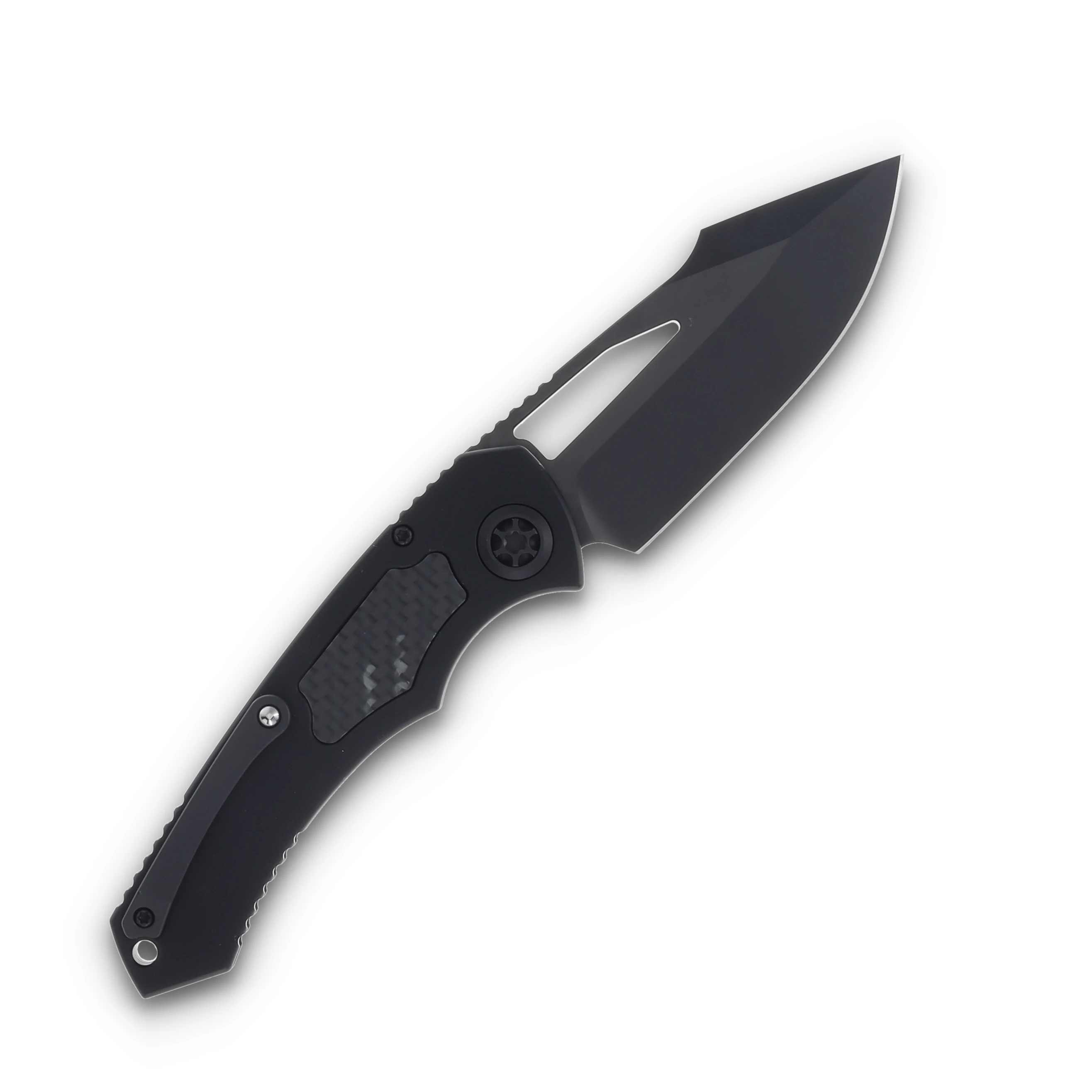 Heretic Pariah Manual Folding Knife DLC Standard/Tactical Glow Carbon Fiber with Tritium DLC Button H046-6A-GLO/CF View 2