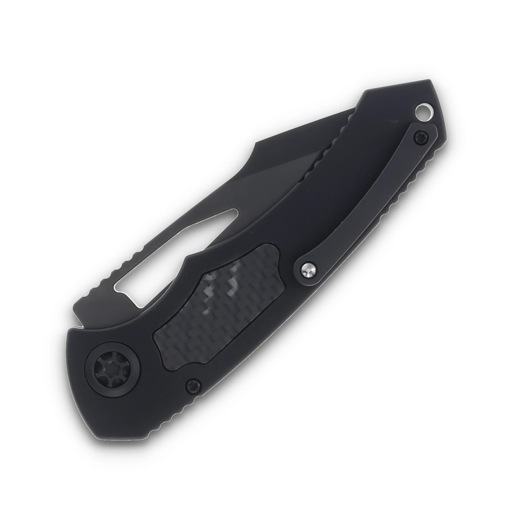 Heretic Pariah Manual Folding Knife DLC Standard/Tactical Glow Carbon Fiber with Tritium DLC Button H046-6A-GLO/CF View 5