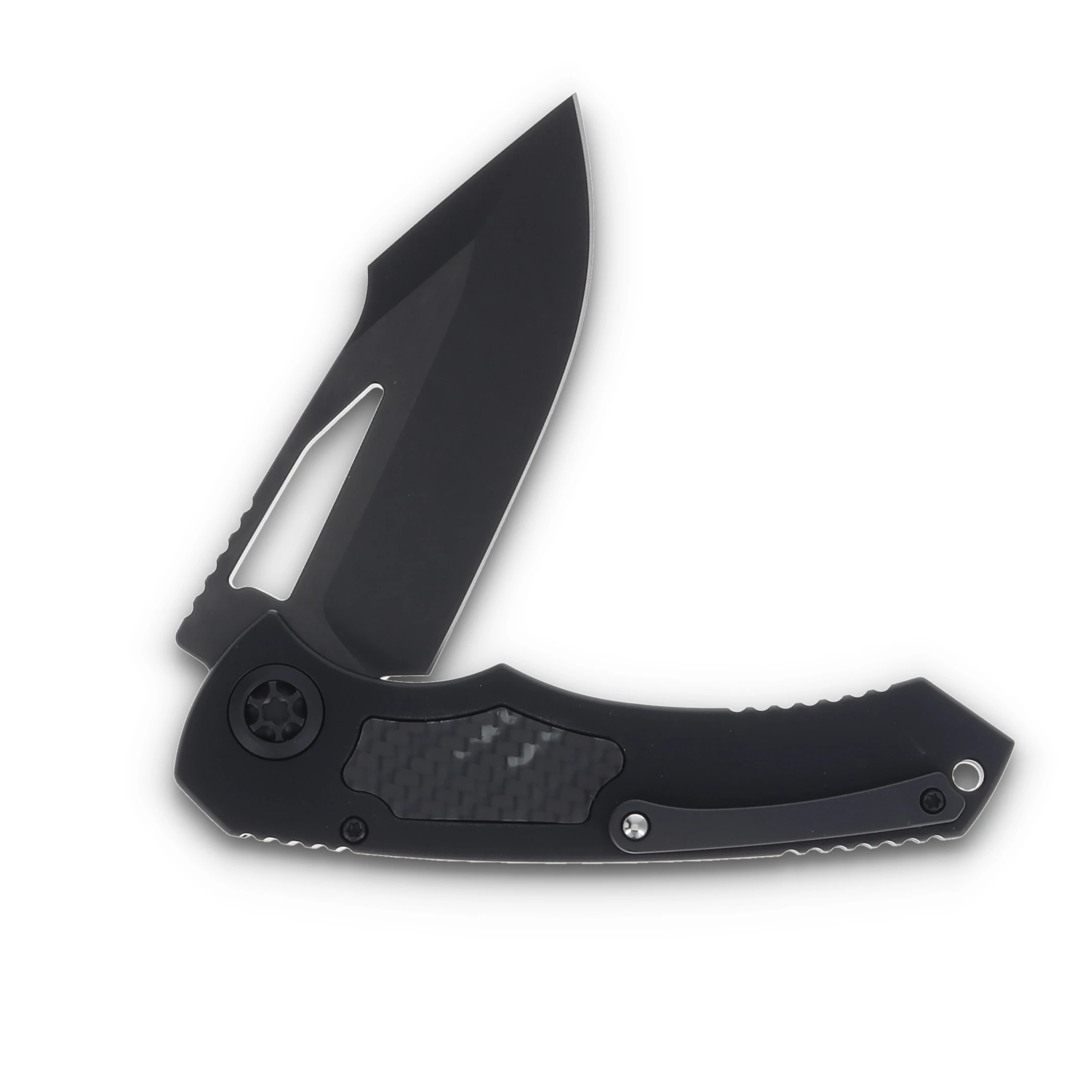 Heretic Pariah Manual Folding Knife DLC Standard/Tactical Glow Carbon Fiber with Tritium DLC Button H046-6A-GLO/CF View 3