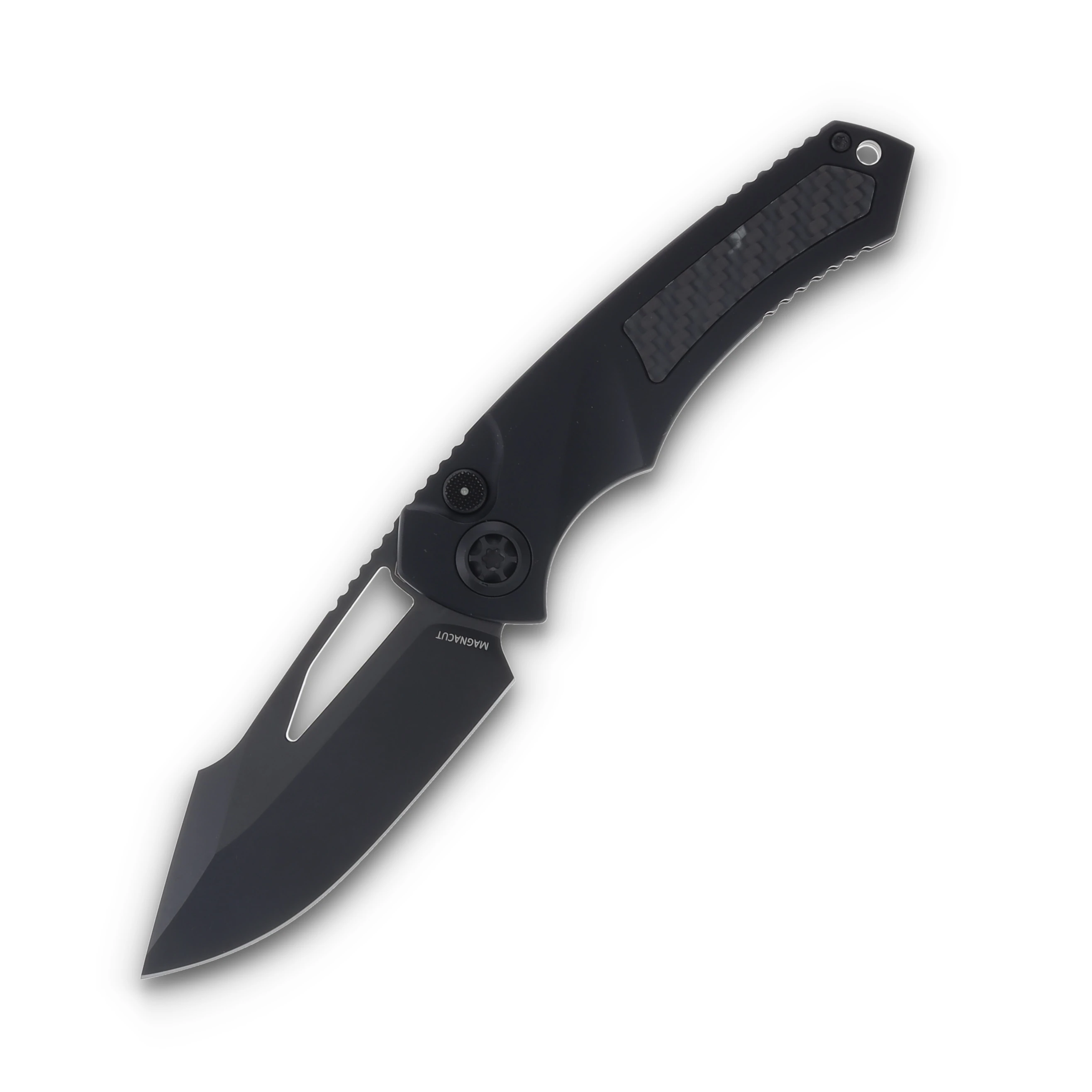 Heretic Pariah Manual Folding Knife DLC Standard/Tactical Glow Carbon Fiber with Tritium DLC Button H046-6A-GLO/CF View 1