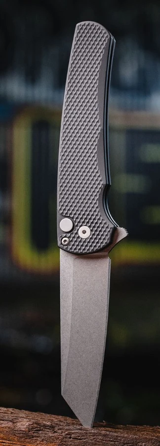 Pro Tech Malibu Button Lock Flipper Textured Black Handle Stonewash Magnacut Reverse Tanto Blade PT5405 View 4