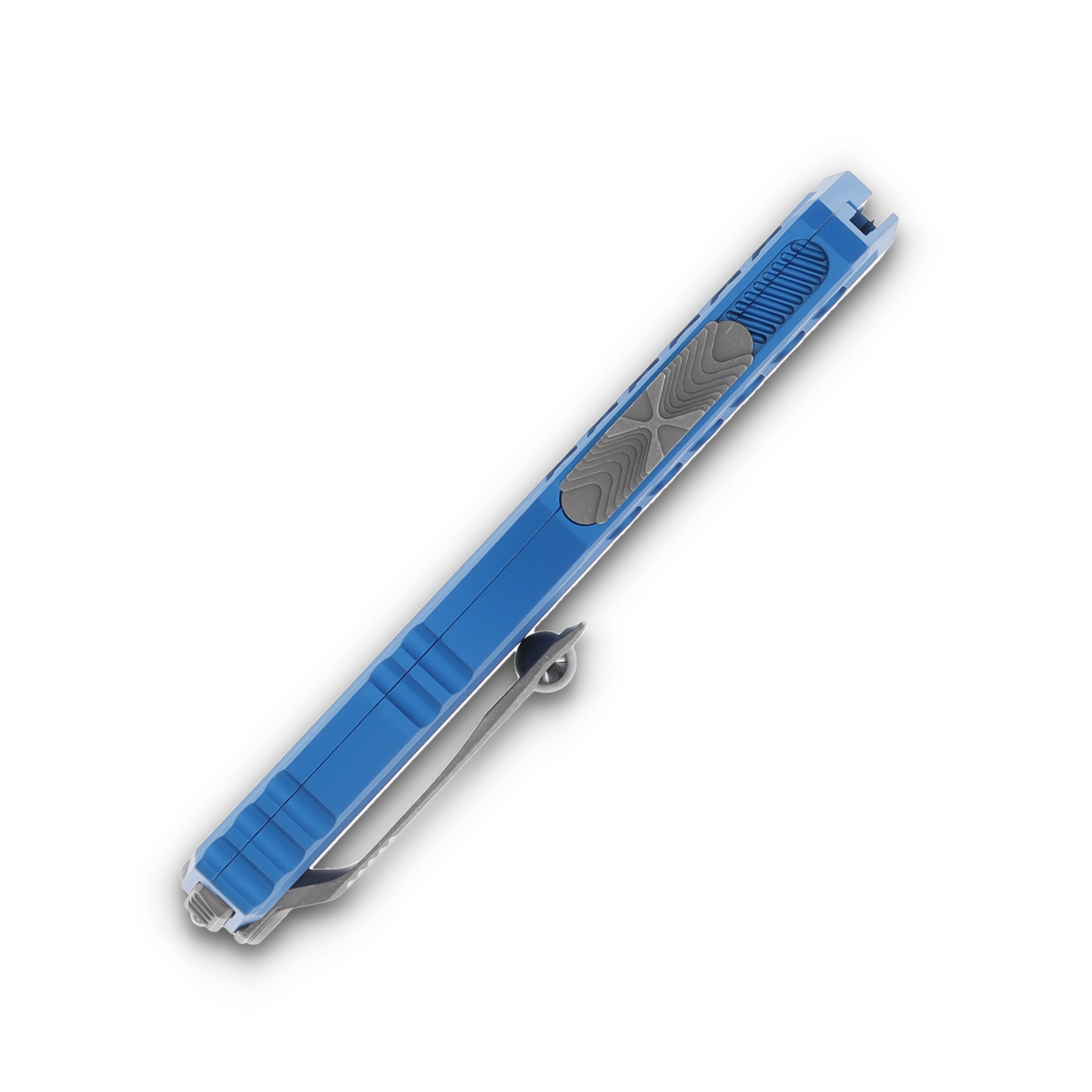 Microtech Cypher D/E Apocalyptic Full Serrated Blue AUMT124212APBL View 5