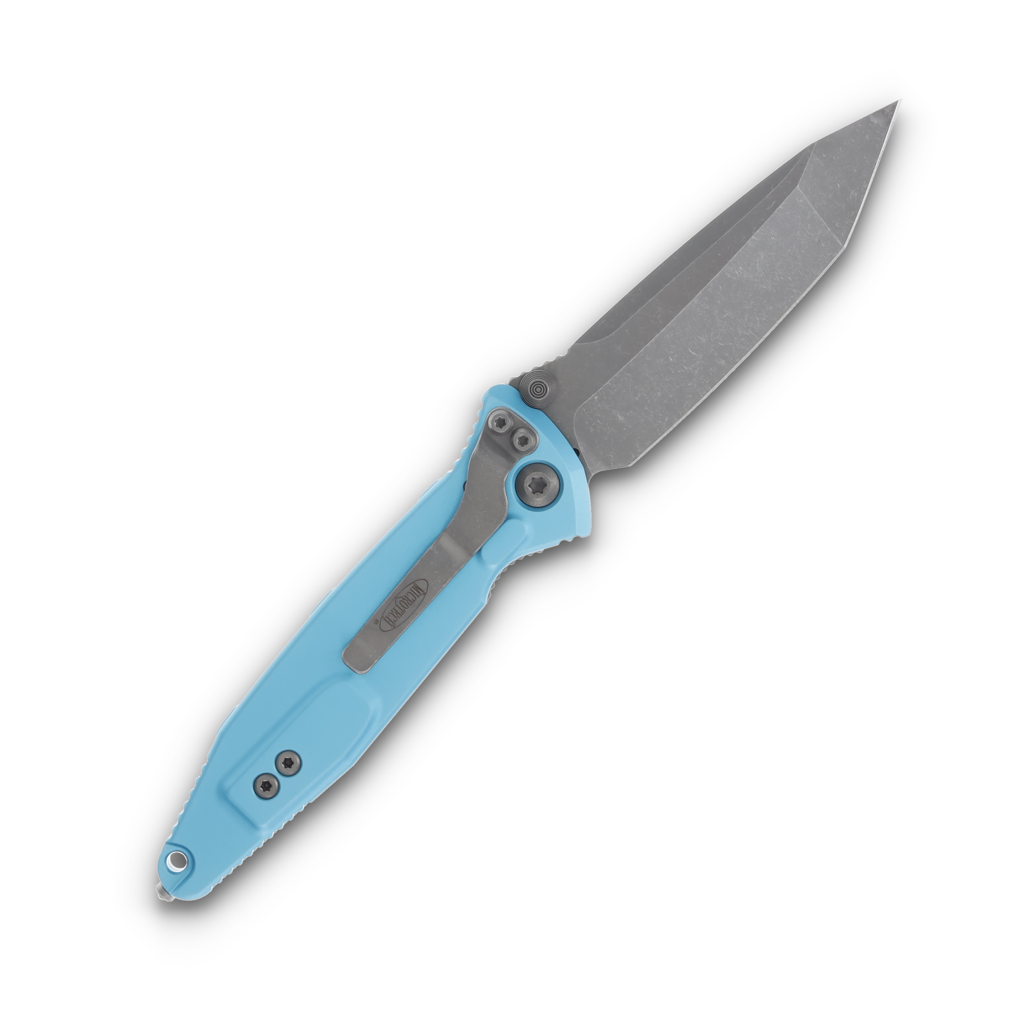 Microtech Socom Elite Folding Knife Turquoise 4.0in Apocalyptic Tanto Plain Edge MT16110APTQ View 2