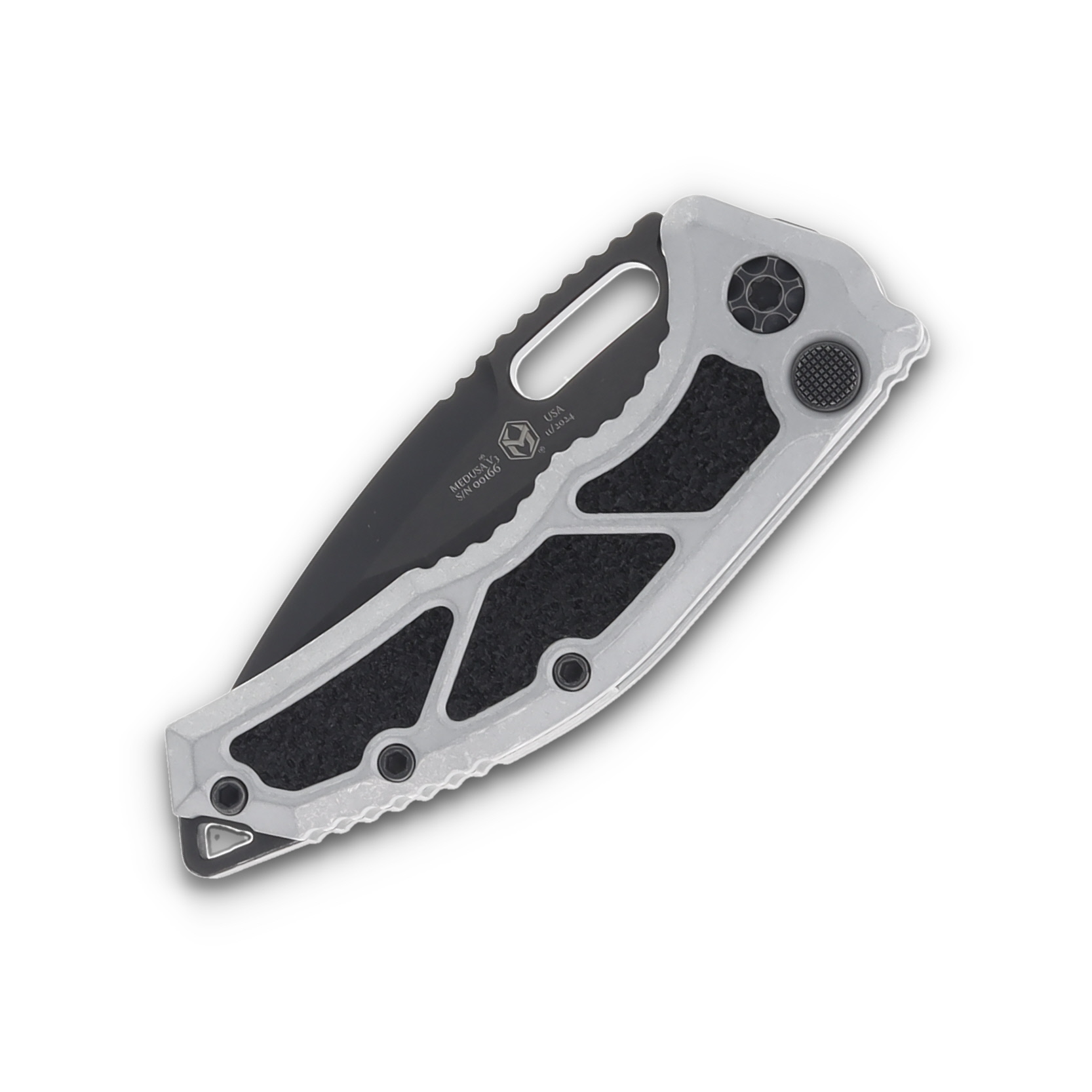 Heretic Medusa Auto Tanto DLC Standard Blizzard Worn Chassis H011-6A-BLZ View 3