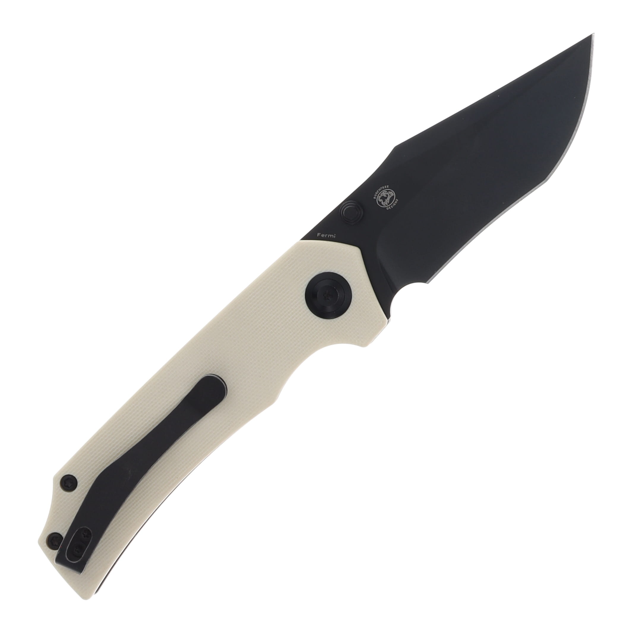 Tenable Knives Fermi Ivory 3.11 Inch Plain Black TiCn Clip Point T1122A1 View 2