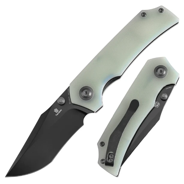 Tenable Knives Fermi Jade 3.11 Inch Plain Black TiCn Clip Point T1122A2 View 1