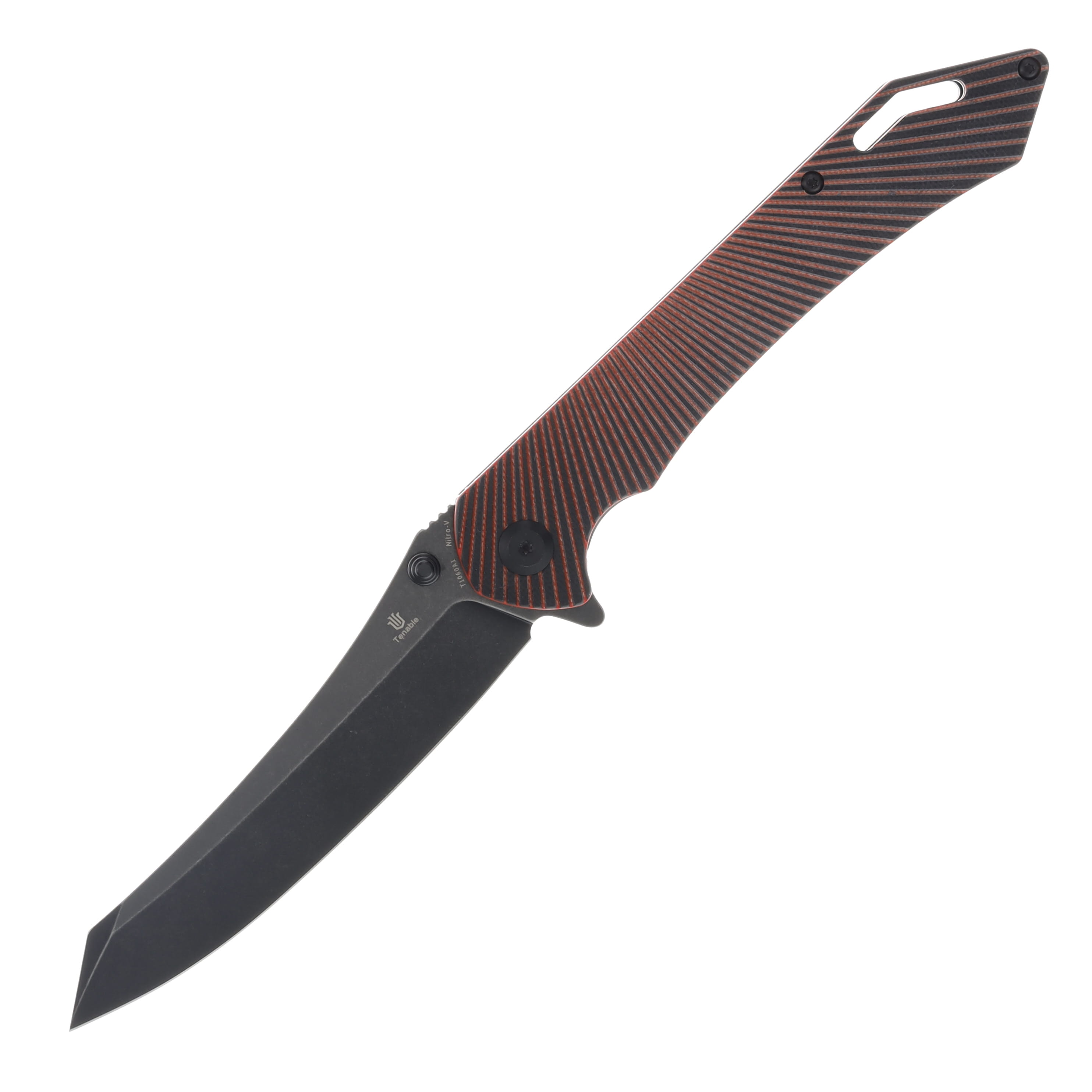 Tenable Knives Colibri Tech Black & Red G-10 Handle Blackwash Nitro V Blade T1060A1 View 2