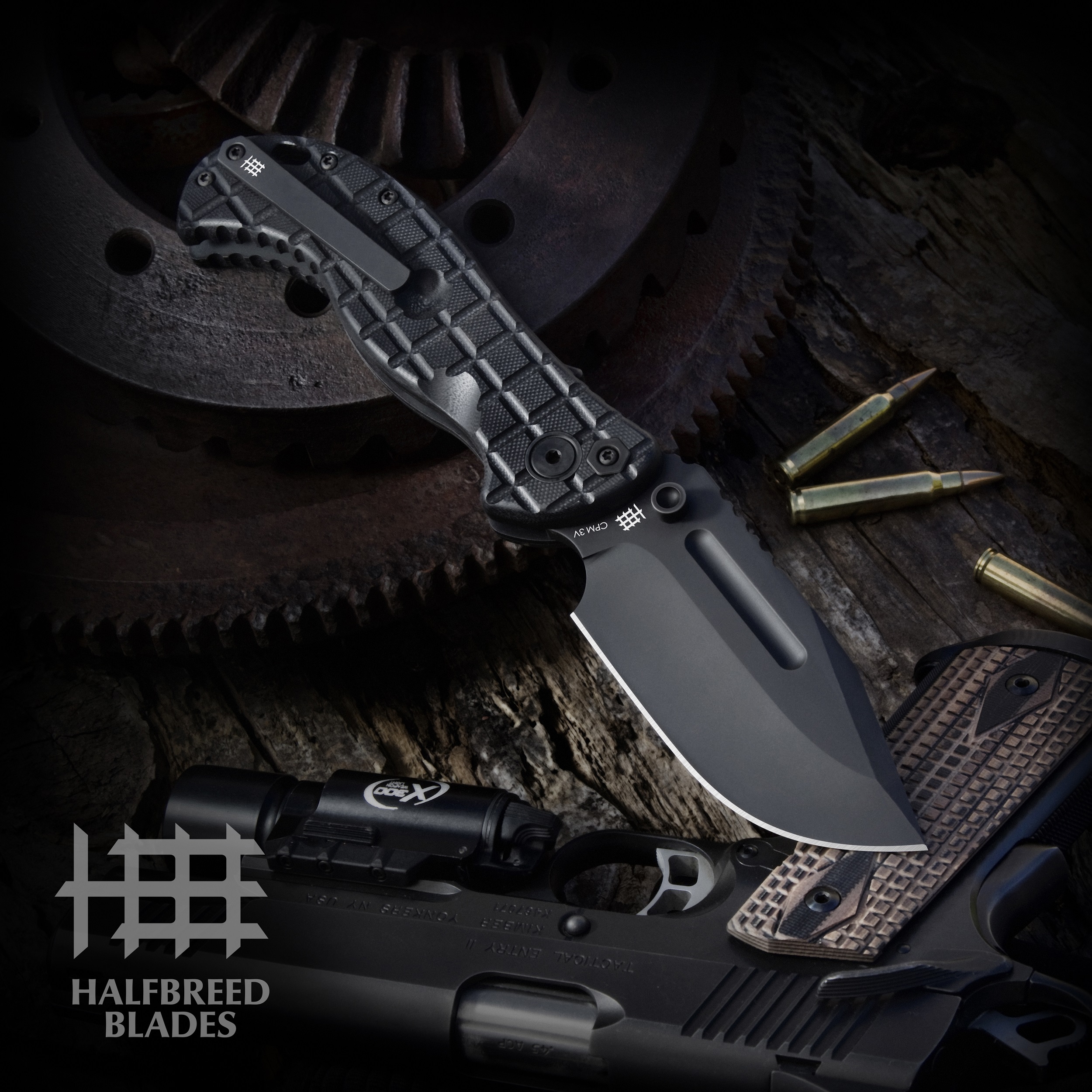 Halfbreed Blades Gen 2 Large Bush Folder Blk G-10 4.13” Blk PVD Drop Pt LBF01BLKG2 View 5