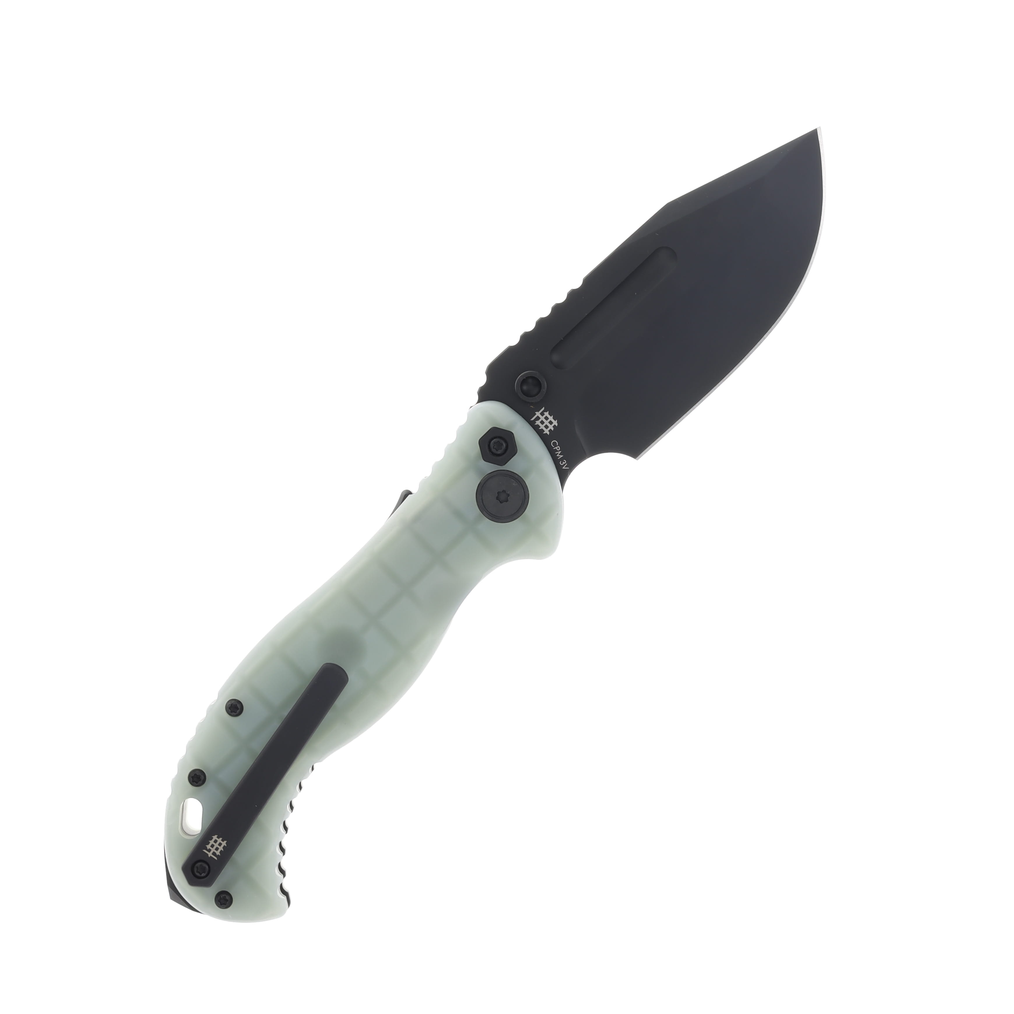 Halfbreed Blades Gen 2 Large Bush Folder Jade G-10 4.13” Blk PVD Drop Pt LBF01JADEG2 View 2