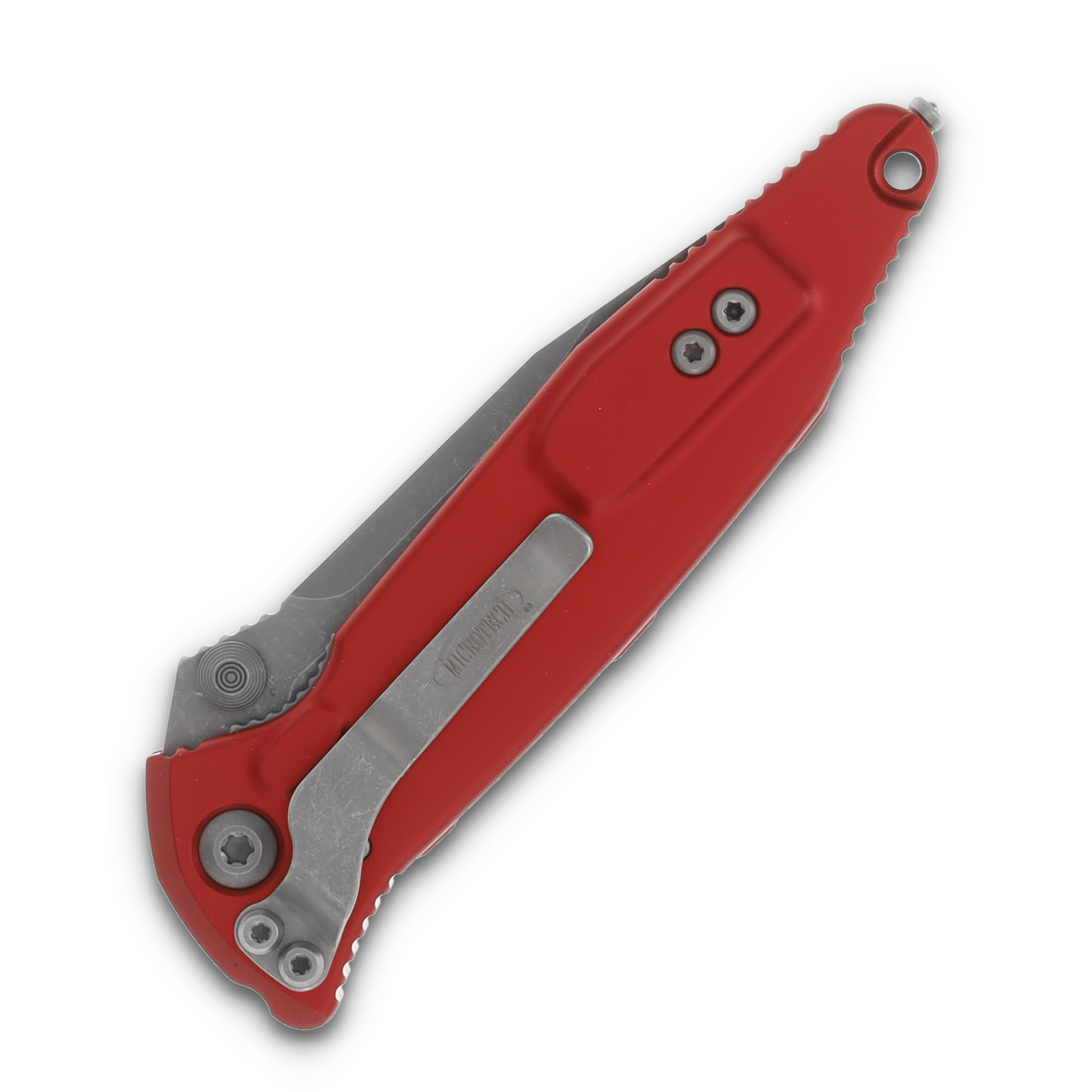 Microtech Socom Elite Folding Knife Red 4.0in Apocalyptic Clip Point Plain Edge MT16010APRD View 6