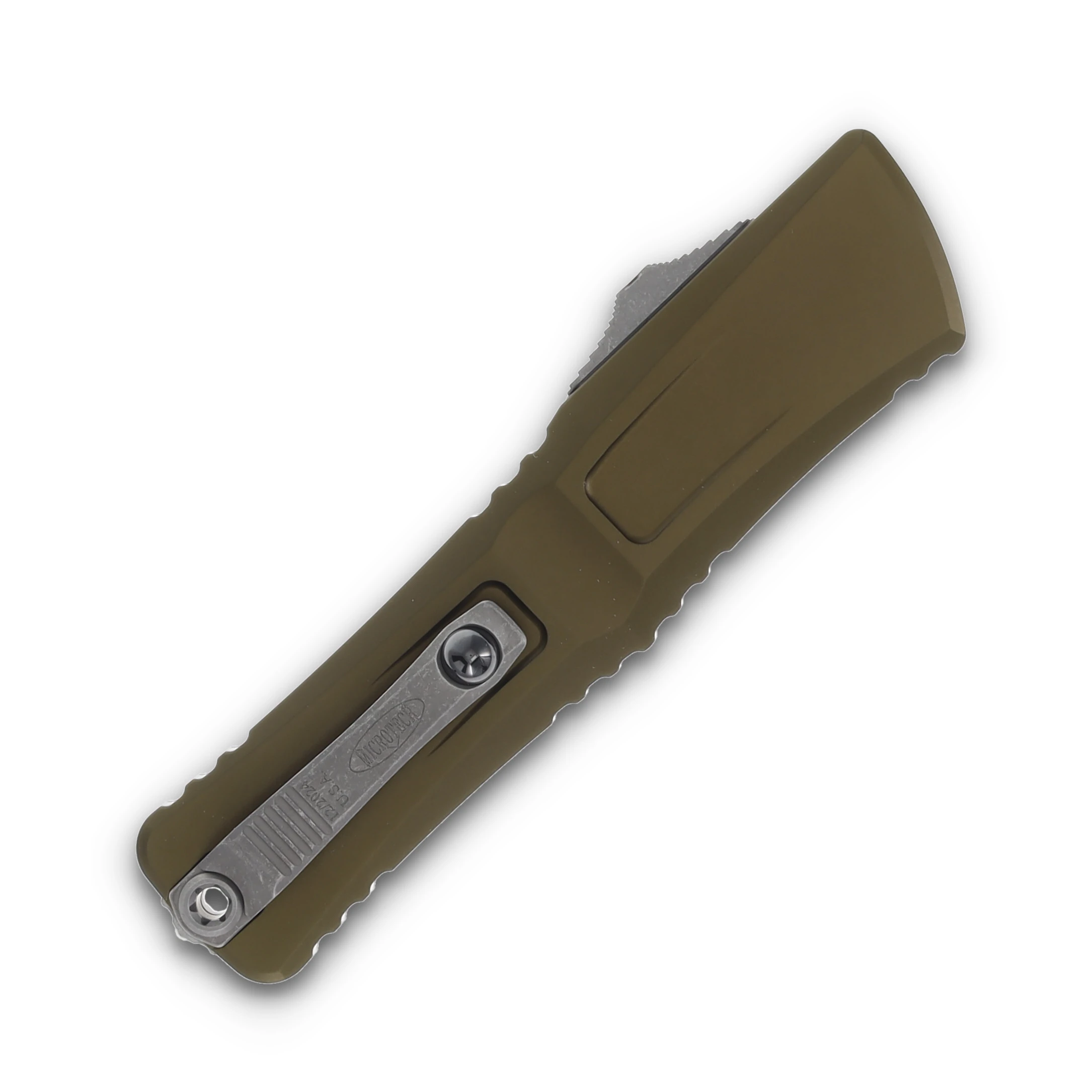 Microtech Combat Troodon Gen III OTF OD Green 4.0in Apocalyptic Part Serrated Tanto AUMT114411APOD View 4