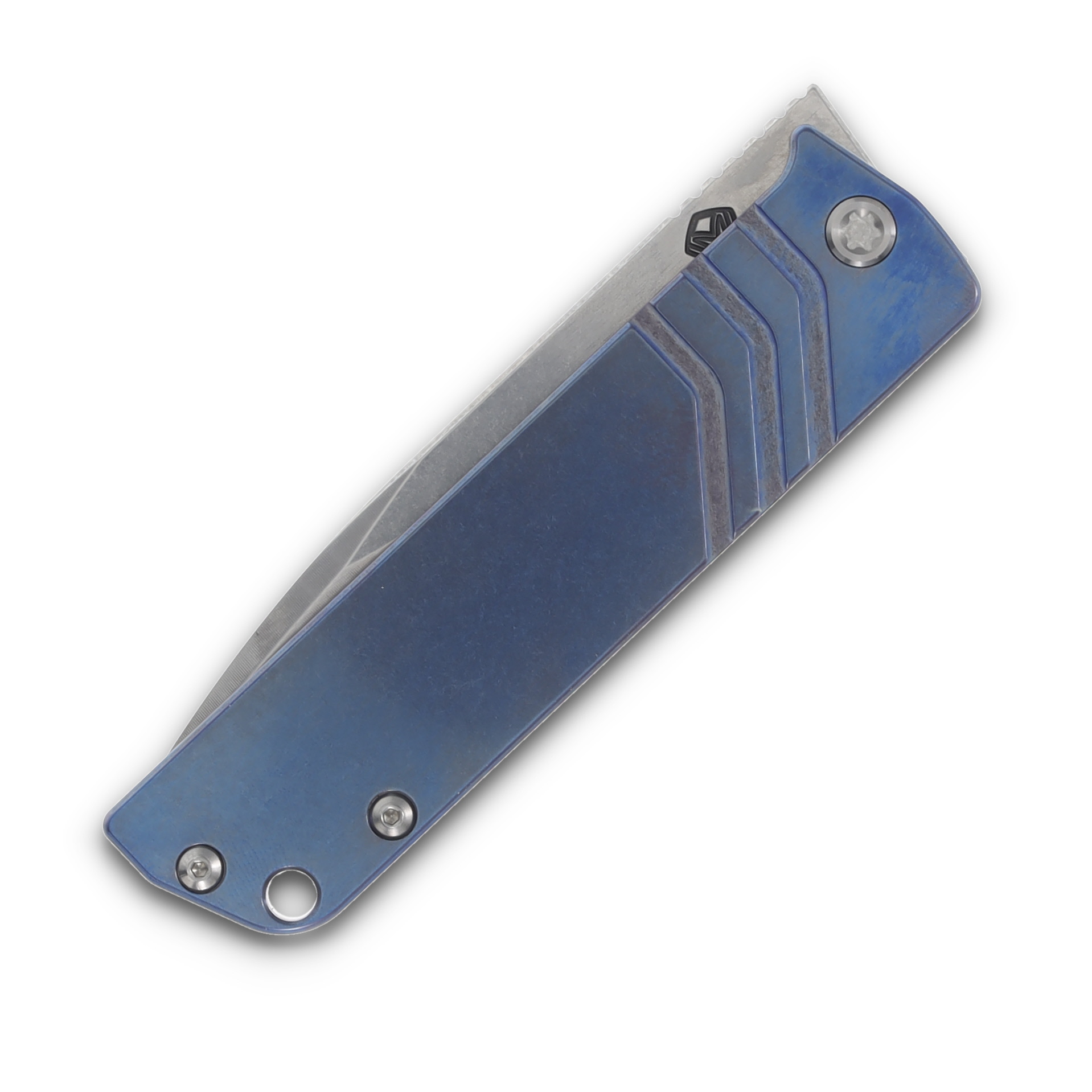 Medford The Antik S45VN Tumbled Drop Point Blade Blue Handle Standard HW & Clip MK2144TD-374A2-TSCS-BN View 5