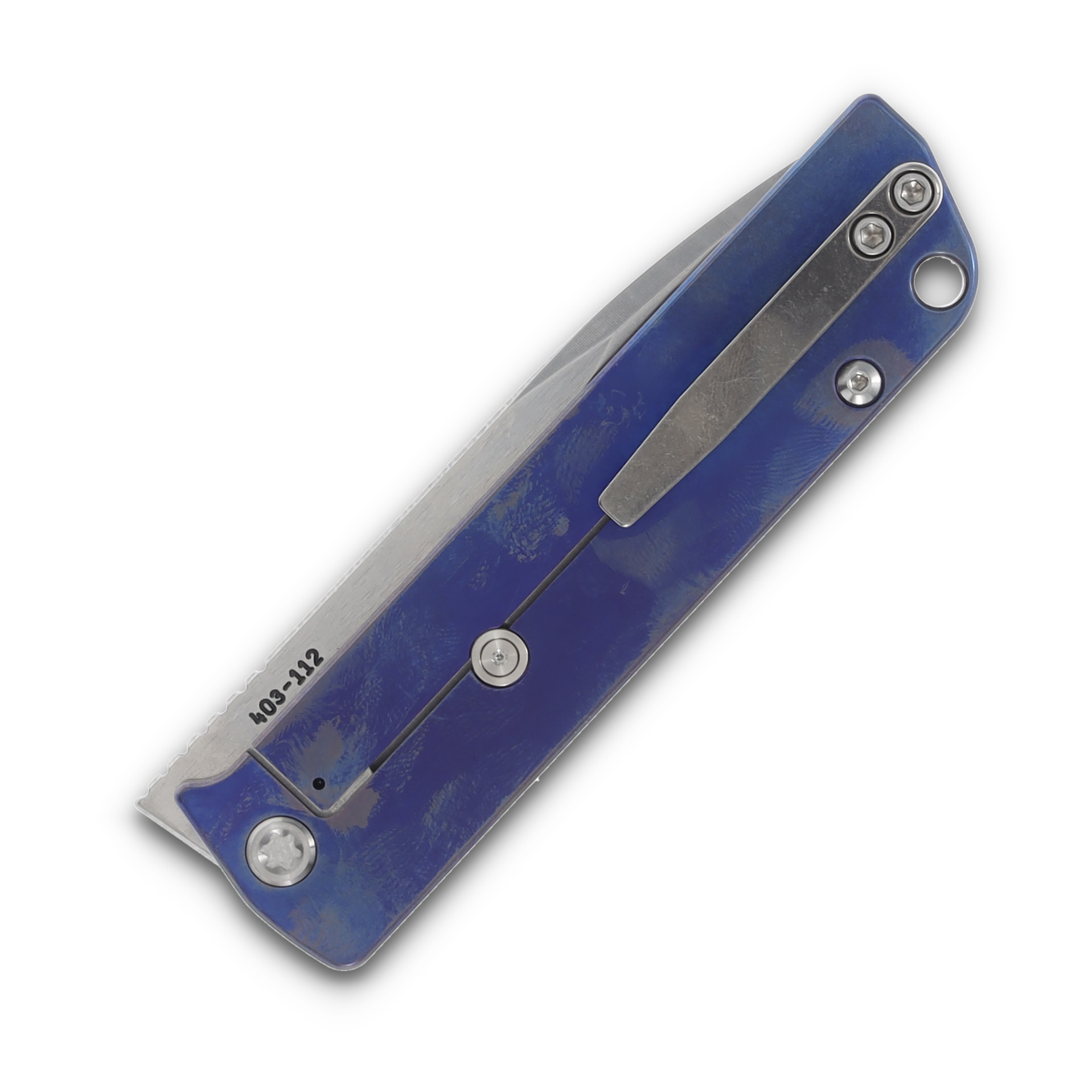 Medford The Antik S45VN Tumbled Drop Point Blade Blue Handle Standard HW & Clip MK2144TD-374A2-TSCS-BN View 6