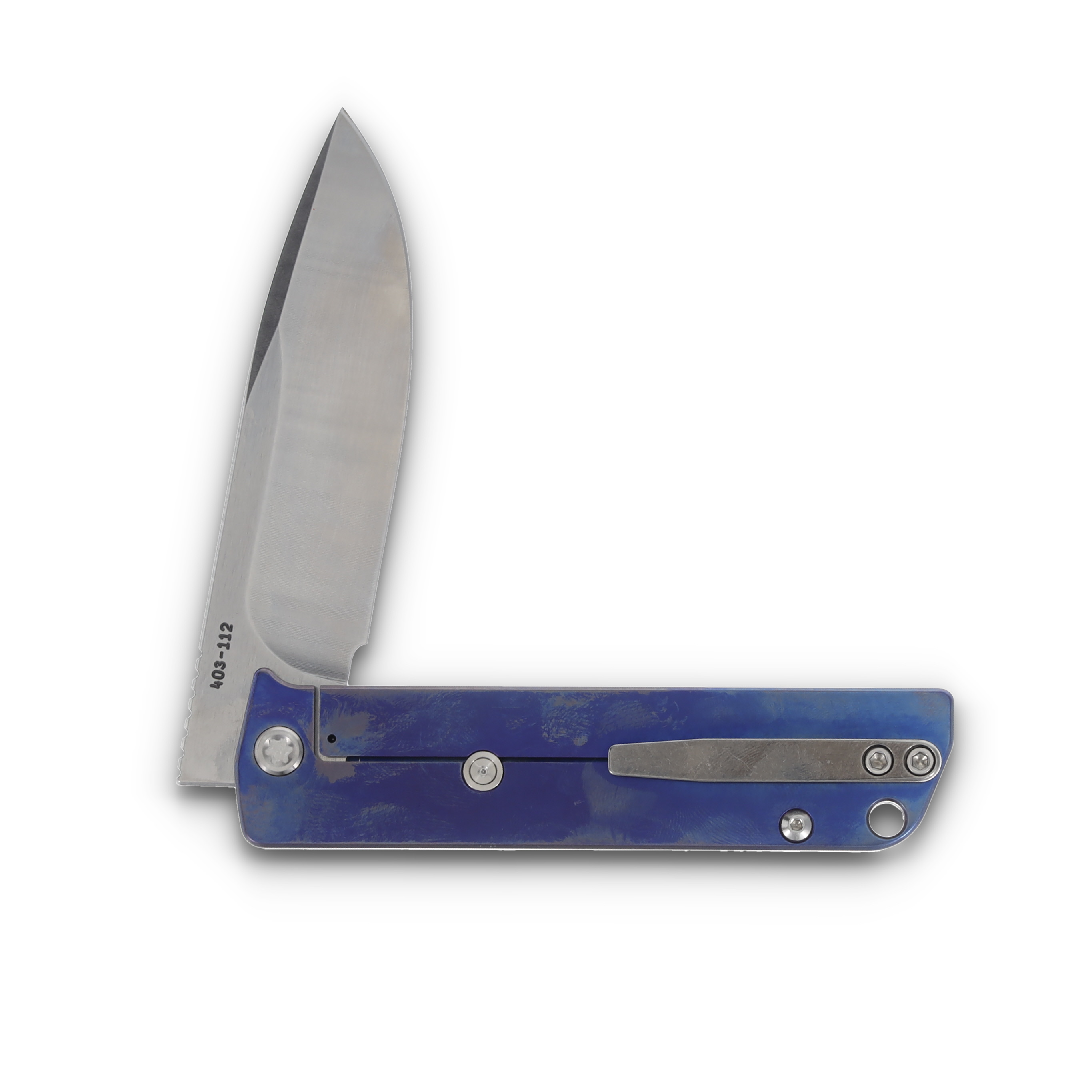 Medford The Antik S45VN Tumbled Drop Point Blade Blue Handle Standard HW & Clip MK2144TD-374A2-TSCS-BN View 4
