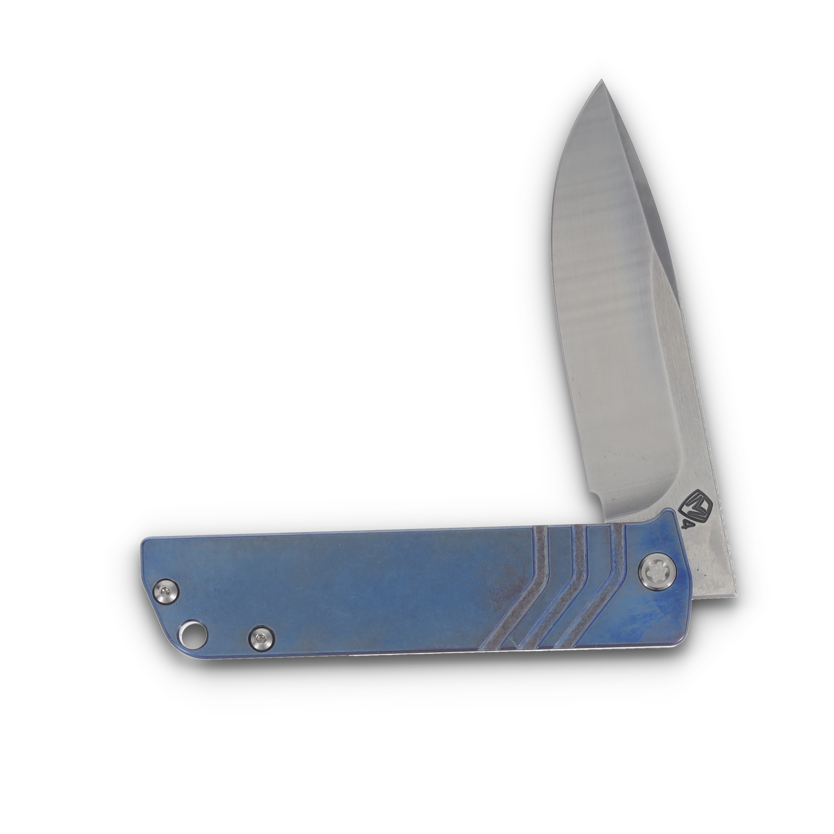 Medford The Antik S45VN Tumbled Drop Point Blade Blue Handle Standard HW & Clip MK2144TD-374A2-TSCS-BN View 3