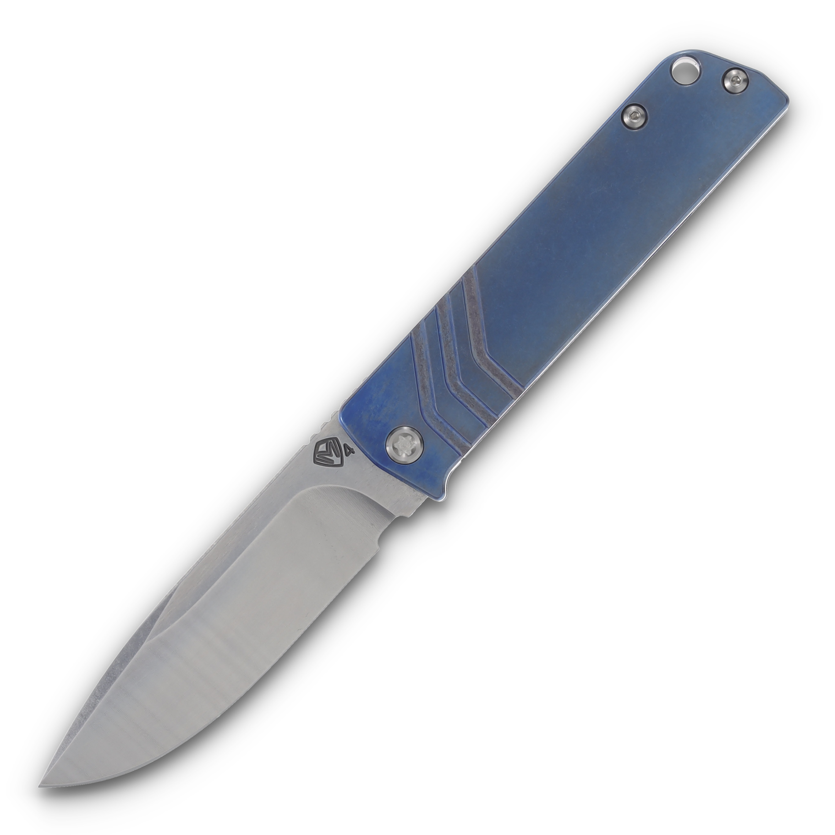 Medford The Antik S45VN Tumbled Drop Point Blade Blue Handle Standard HW & Clip MK2144TD-374A2-TSCS-BN View 1