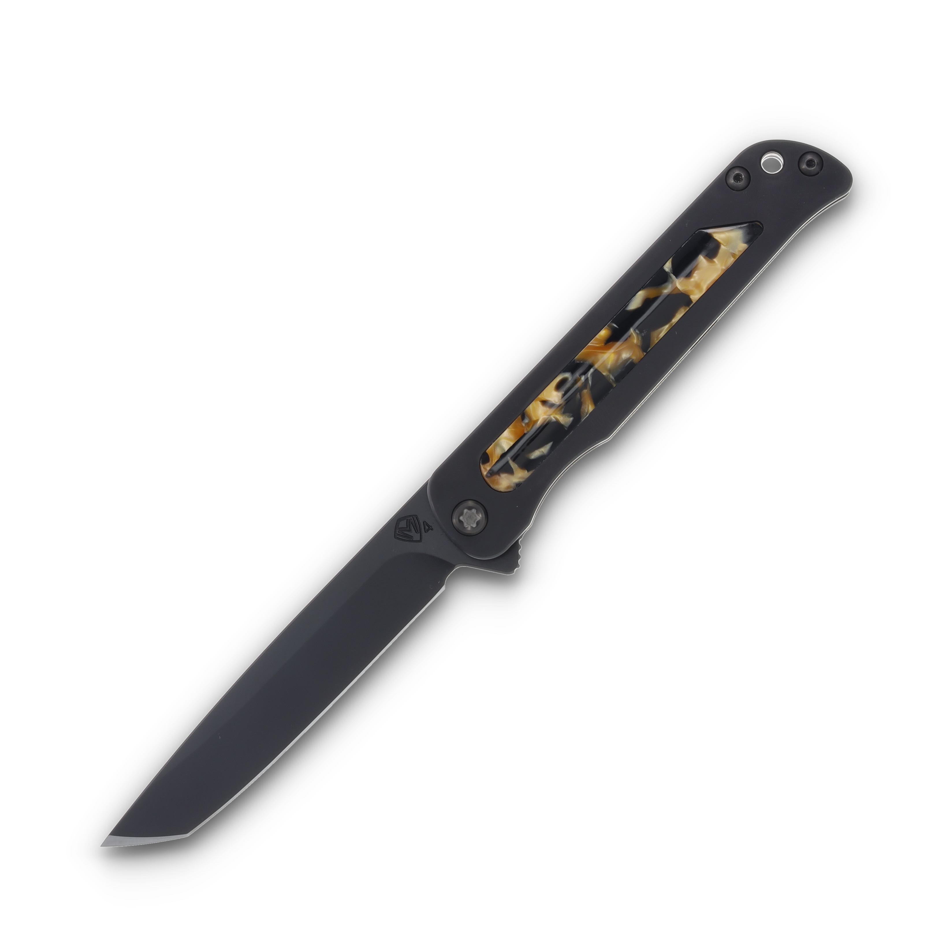 Medford T-Bone S45VN DLC Tanto Blade DLC "Tortoise Shell" Handle Bronze Hardware DLC Clip MK2154PT-30PV-T1CP-Q4 View 1