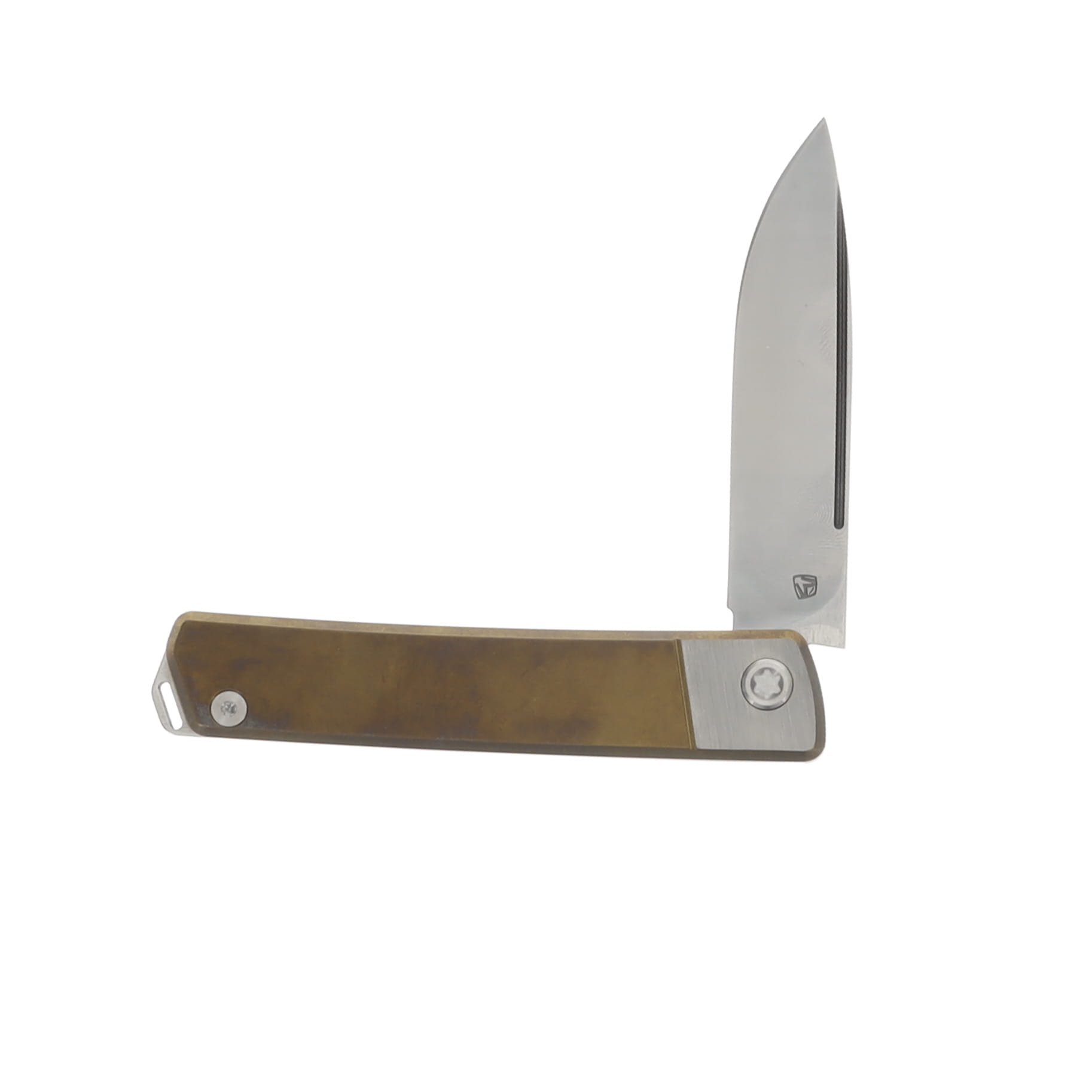 Medford Gentleman Jack 2 S45VN Tumbled Drop Point Blade Bronze w/Brushed Silver Bolsters Handle Std HW & Clip MK2114TD-36A1-TSQ3-Q4 View 3