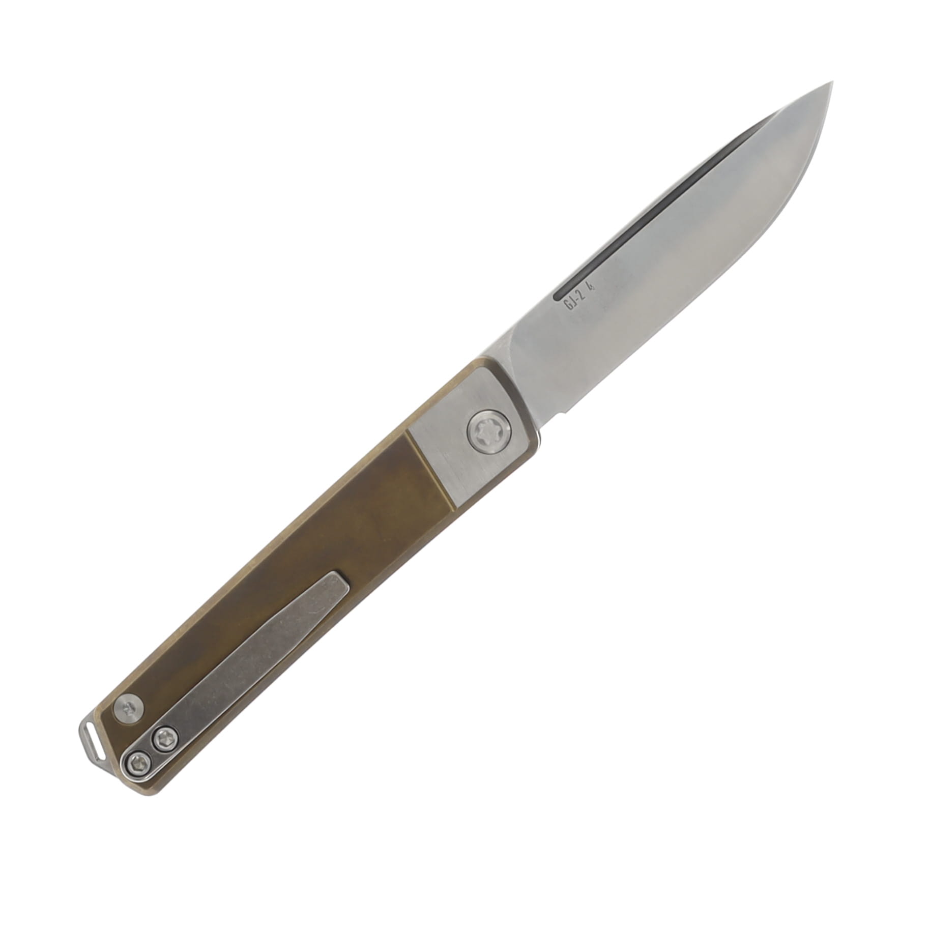 Medford Gentleman Jack 2 S45VN Tumbled Drop Point Blade Bronze w/Brushed Silver Bolsters Handle Std HW & Clip MK2114TD-36A1-TSQ3-Q4 View 2