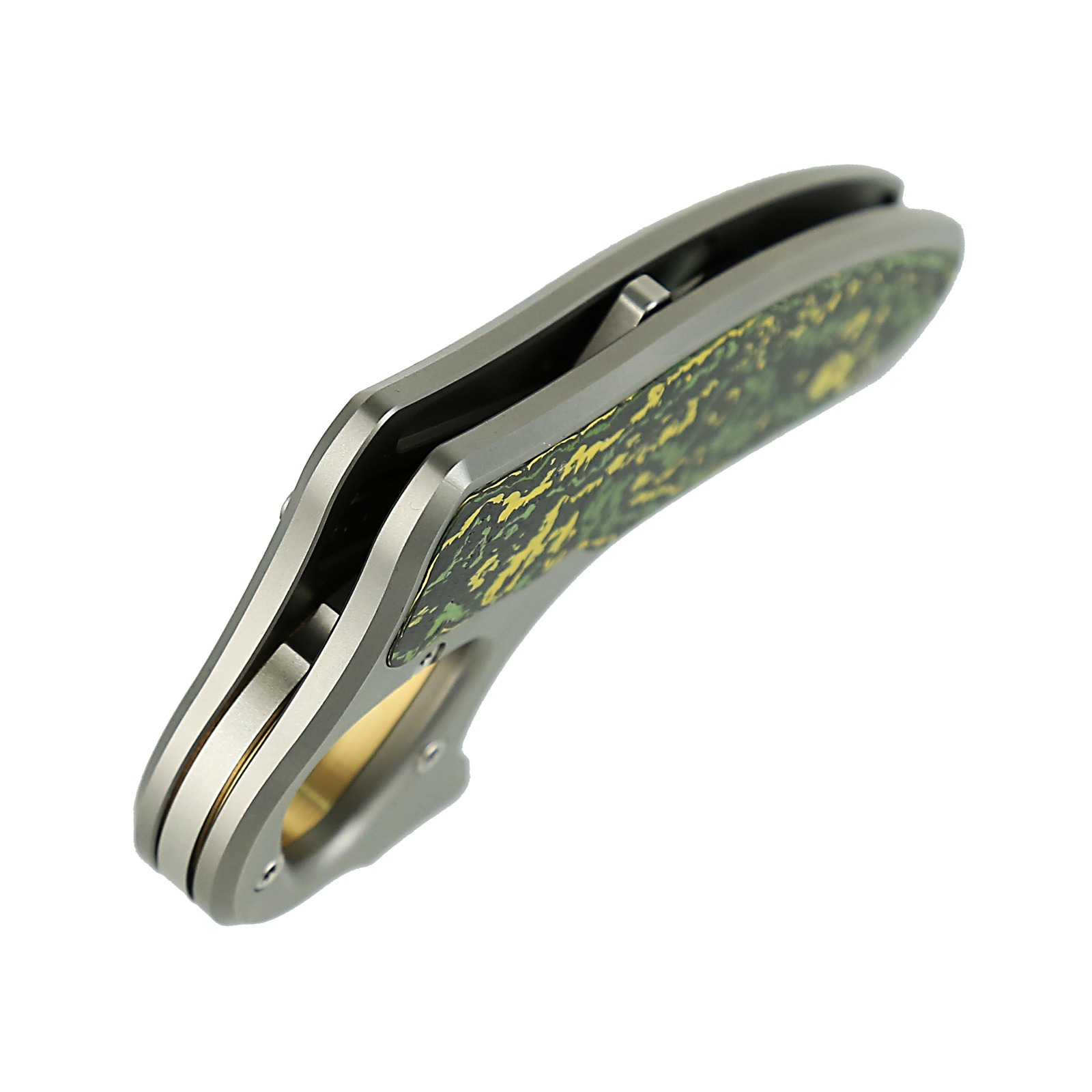 Reate EXO-D Ti-Flame Grain Handle Toxic Storm Fat Carbon Inlay Belt Satin Elmax Blade REEXO-D8 View 2