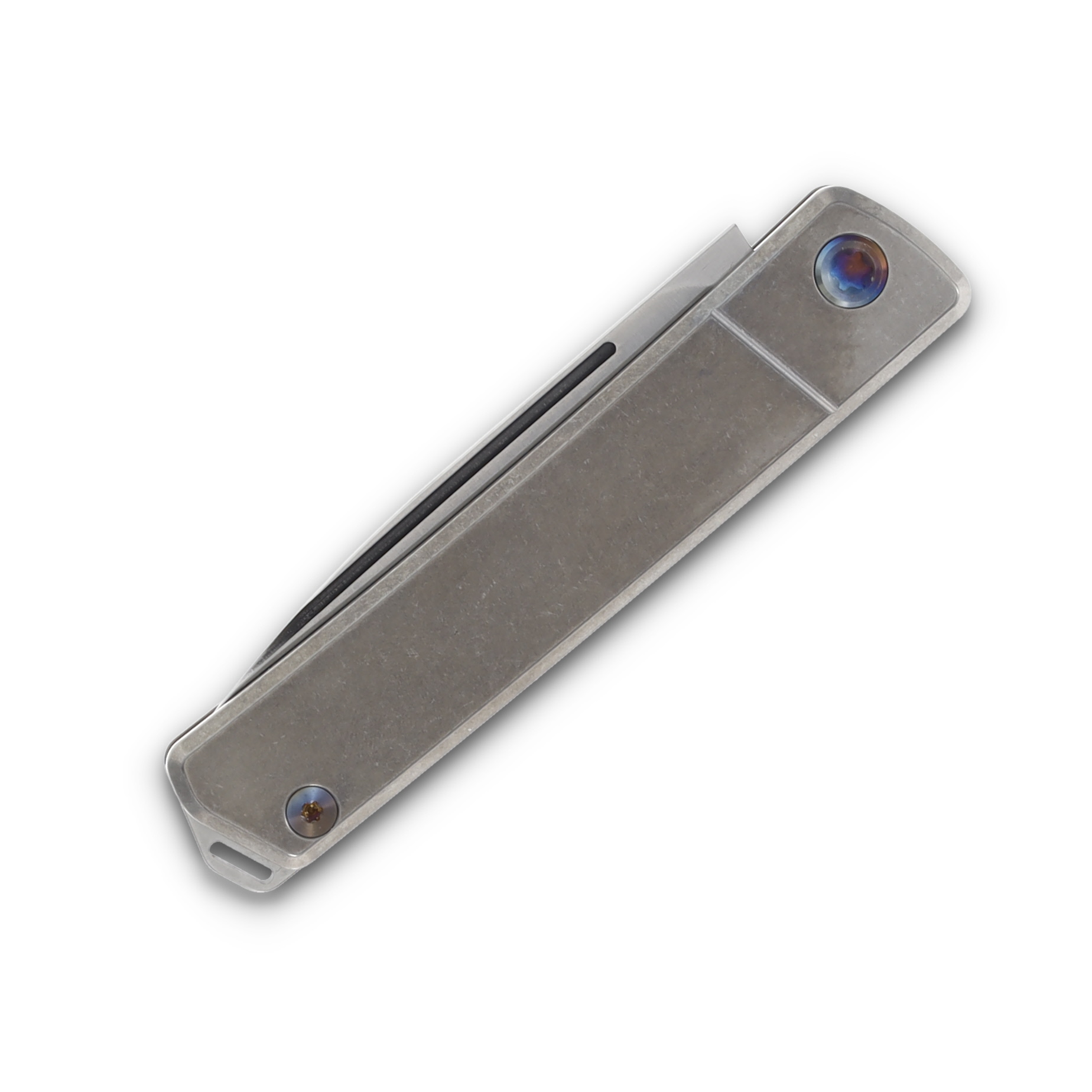 Medford Gentleman Jack 2 Slip Joint Flamed Galaxy Titanium 3.1" Tumbled Drop Pt MK2114TD-01TM-TFCF-Q4 View 5