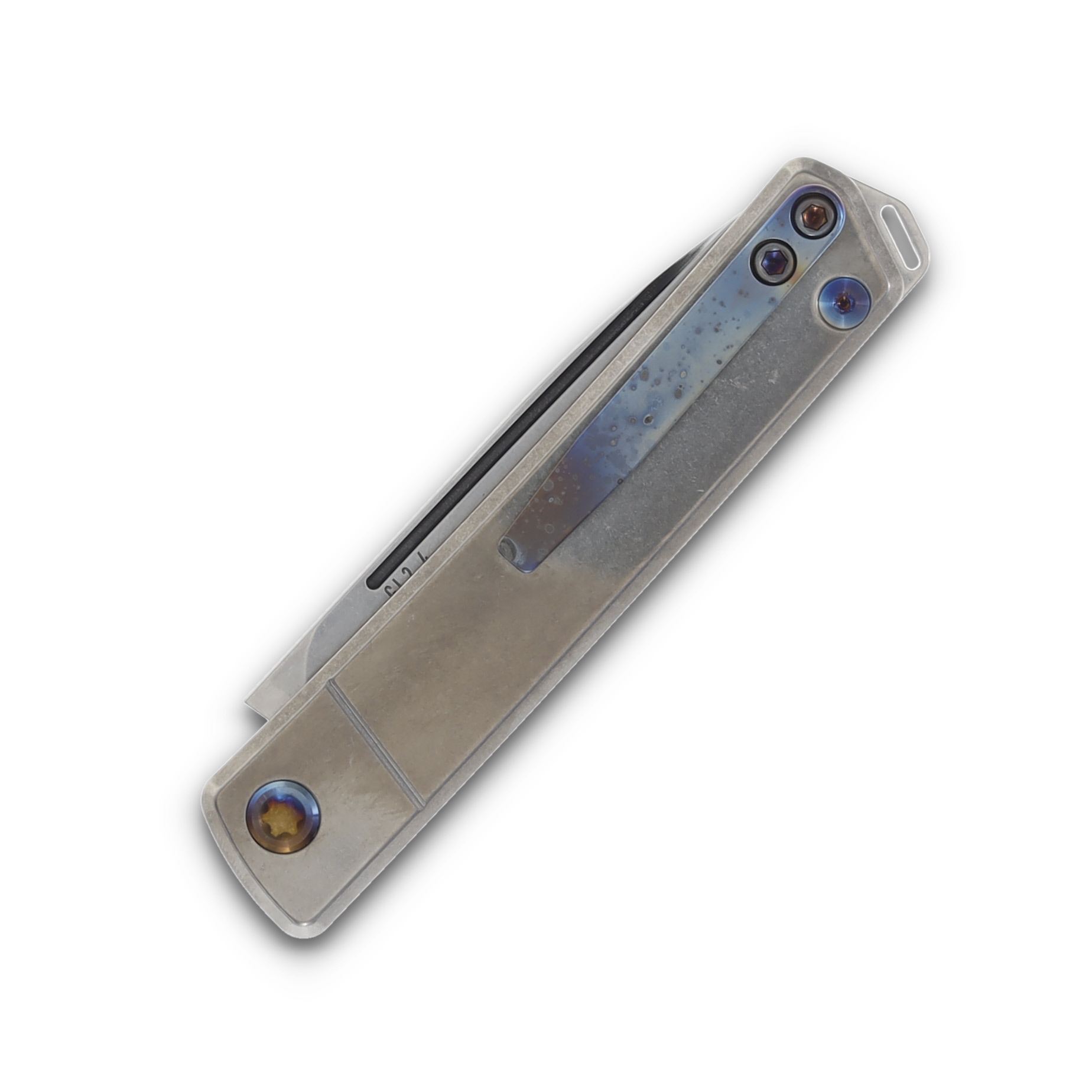 Medford Gentleman Jack 2 Slip Joint Flamed Galaxy Titanium 3.1" Tumbled Drop Pt MK2114TD-01TM-TFCF-Q4 View 6