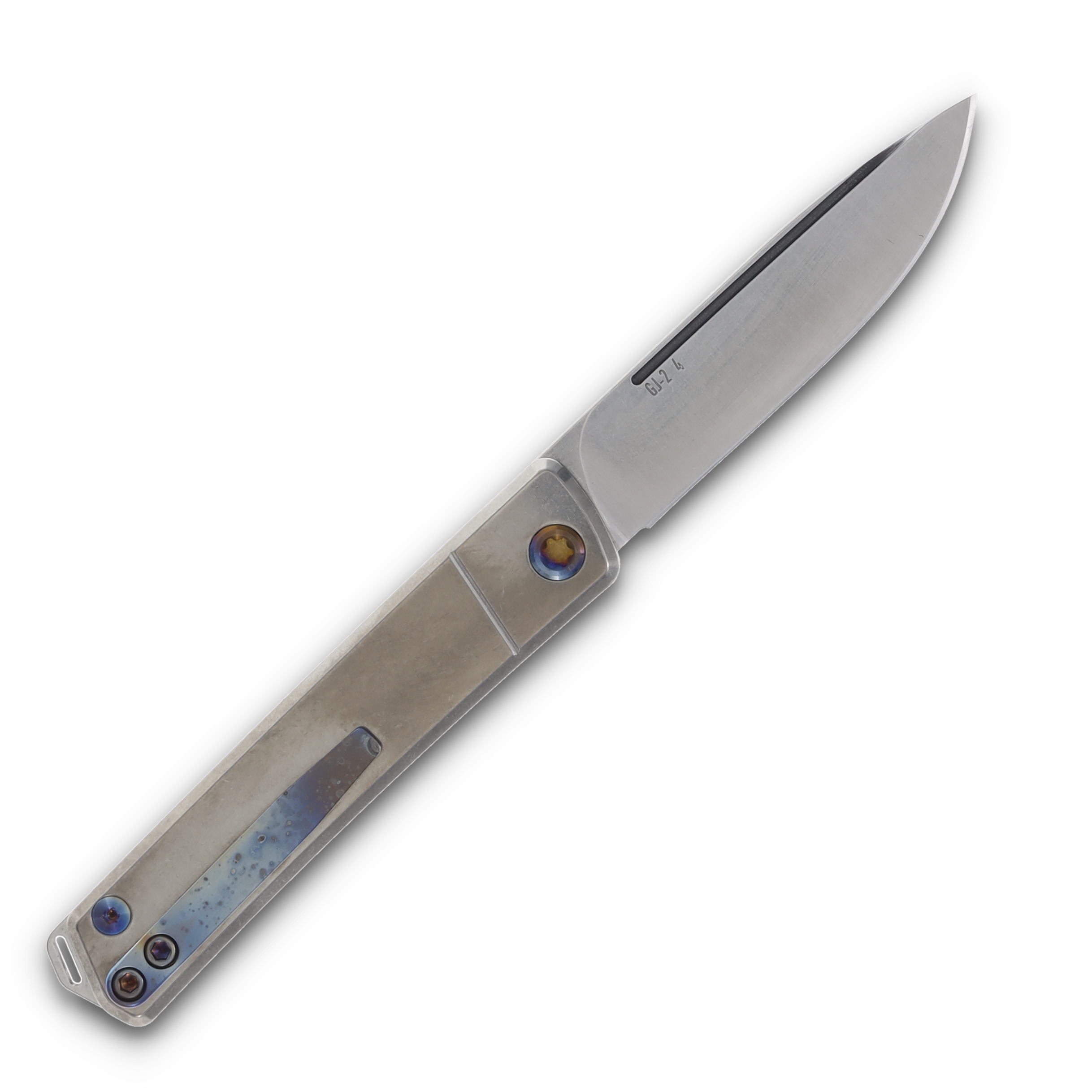 Medford Gentleman Jack 2 Slip Joint Flamed Galaxy Titanium 3.1" Tumbled Drop Pt MK2114TD-01TM-TFCF-Q4 View 2