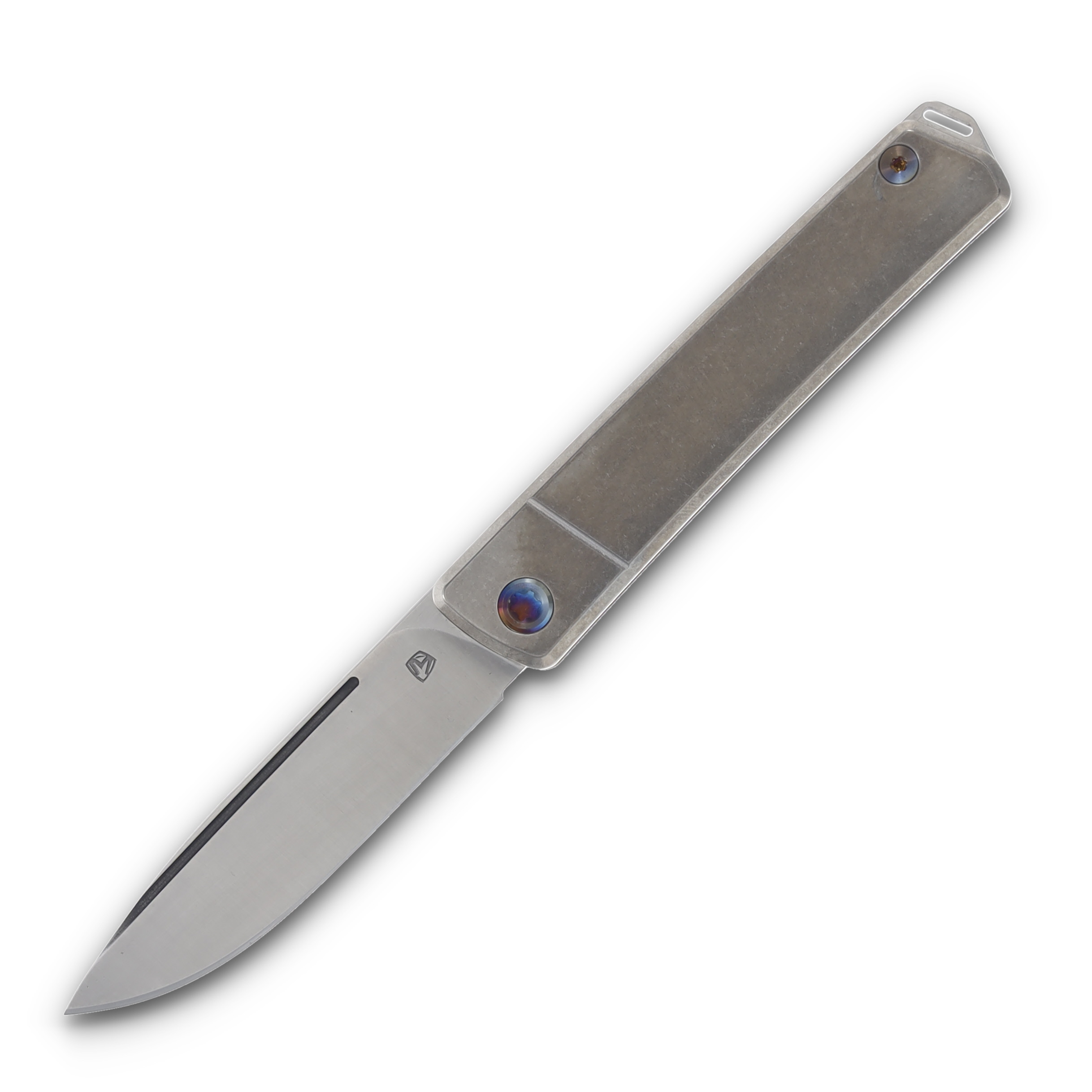 Medford Gentleman Jack 2 Slip Joint Flamed Galaxy Titanium 3.1" Tumbled Drop Pt MK2114TD-01TM-TFCF-Q4 View 1